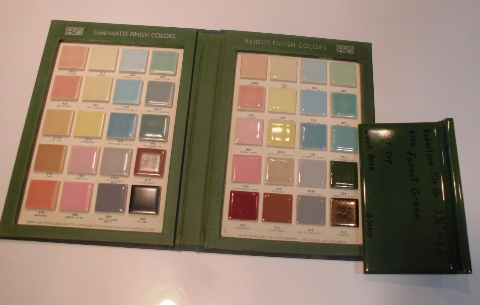 1 pc. Forest Green 4” X 6” Ceramic Cove Base Tile by Robertson Co. Stack-on-Top
