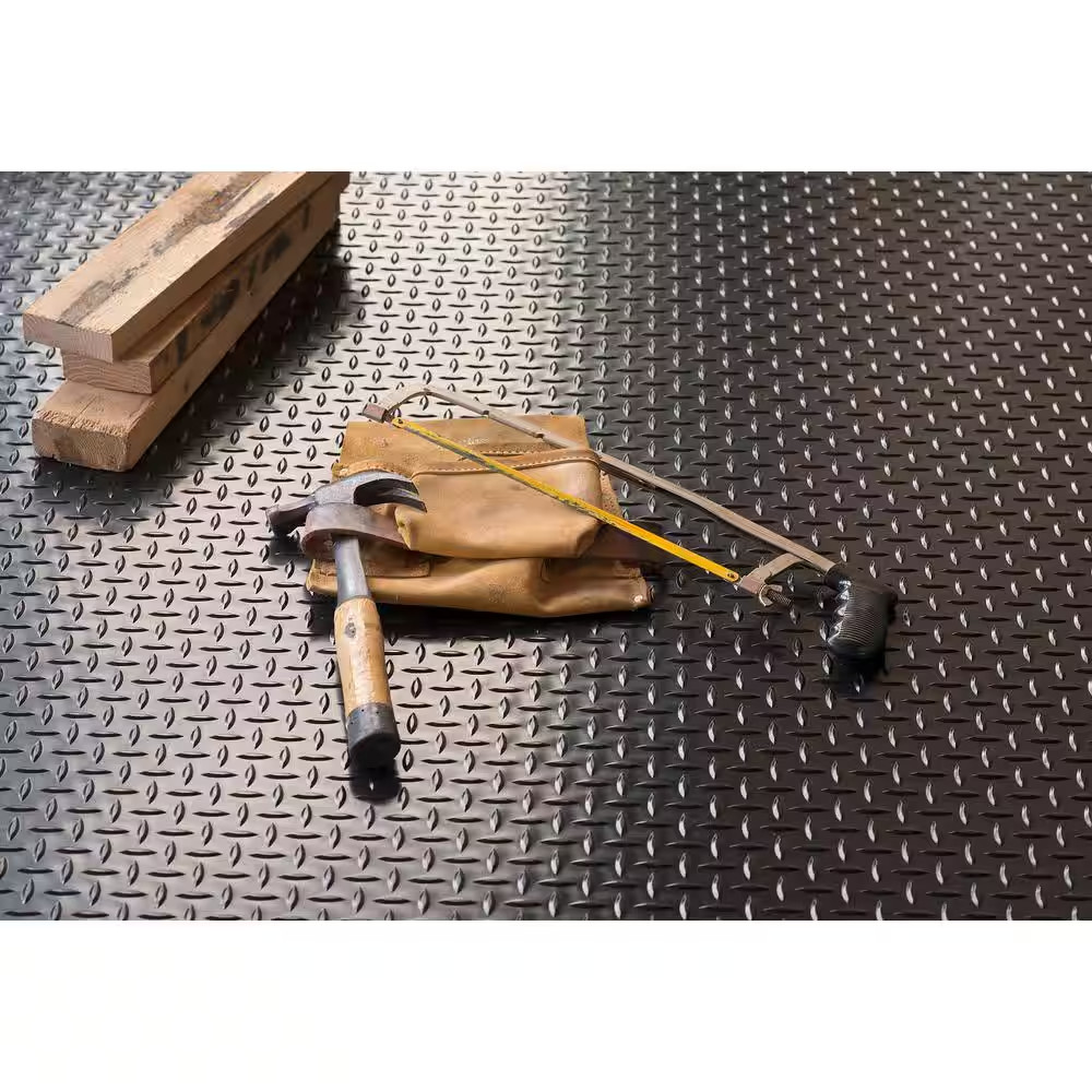 Diamond Tread 5 Ft. X 10 Ft. Midnight Black Commercial Grade Vinyl Garage Floori