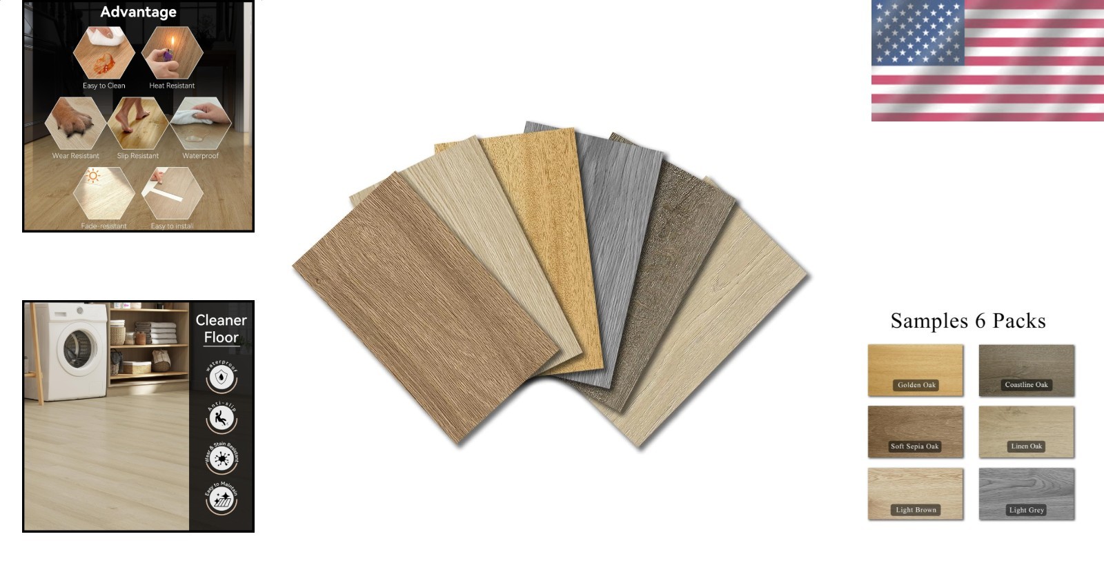 Modern Vinyl Floor Planks Self Adhesive Residential Waterproof Wood Pack 6x