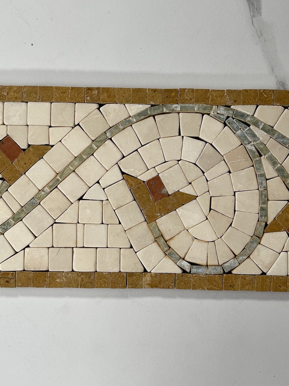 B4693T Marble Mosaic Border Listello Accent Tile Agean Antique 5×14.5 Tumbled