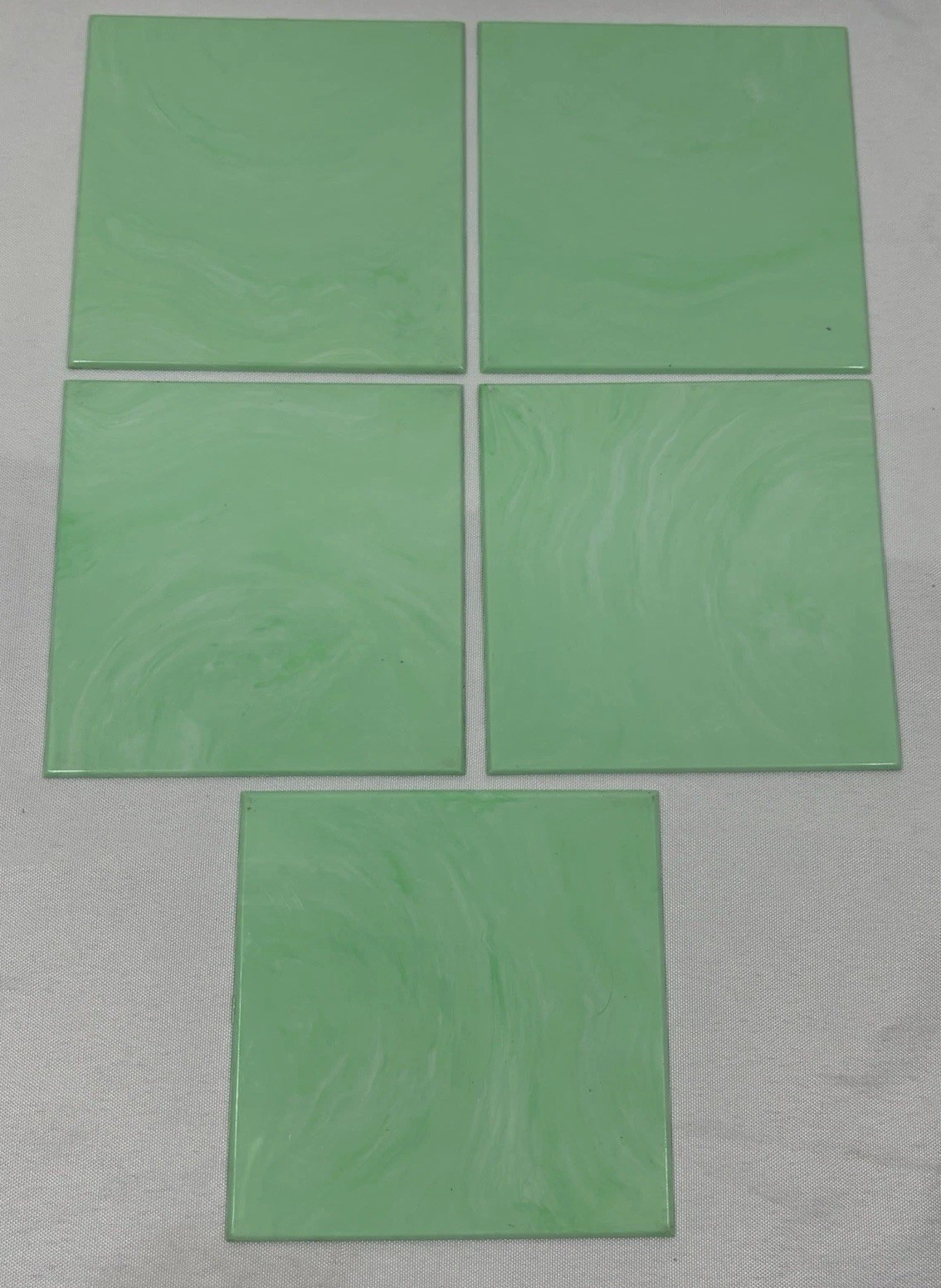 5 Vintage Mint Green Aqua Marble Plastic Polystyrene Wall Tiles 4.25″x4.25″