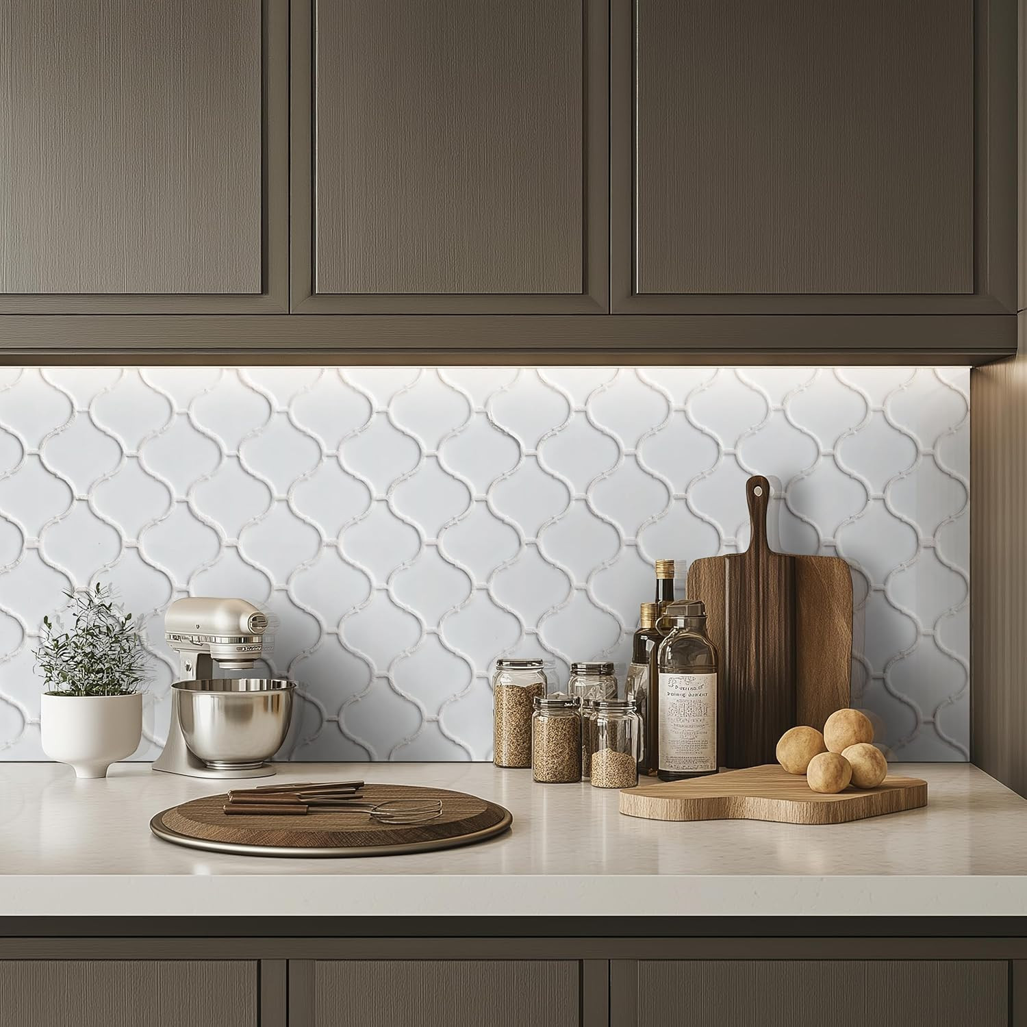 Retro Bianco Arabesque 12×12 Glazed Porcelain Mosaic Tile for Stylish Spaces