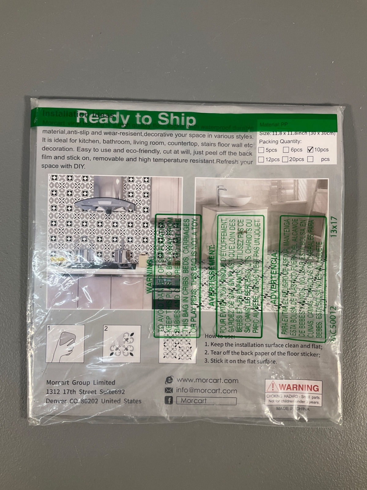 Peel & Stick Floor Tiles Stickers Flooring 12×12 inches 10 Pack (12×12 Inches, O