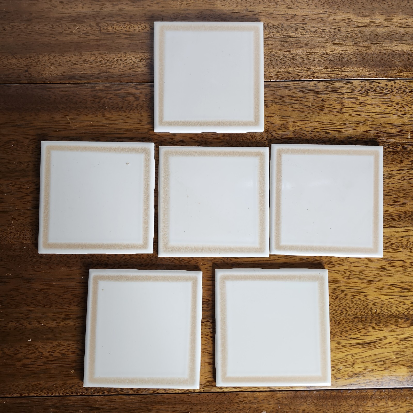 Vtg 4.25 x 4.25 Semi-Gloss Ceramic Wall Tile Made in USA Lot Of 6 Tiles