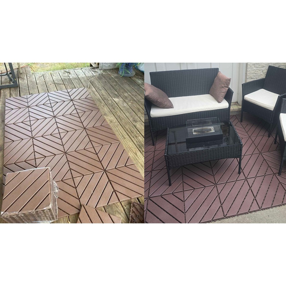 44x Plastic Interlocking Decking Tiles 12×12 Inches Backyard Pool Decking Tiles