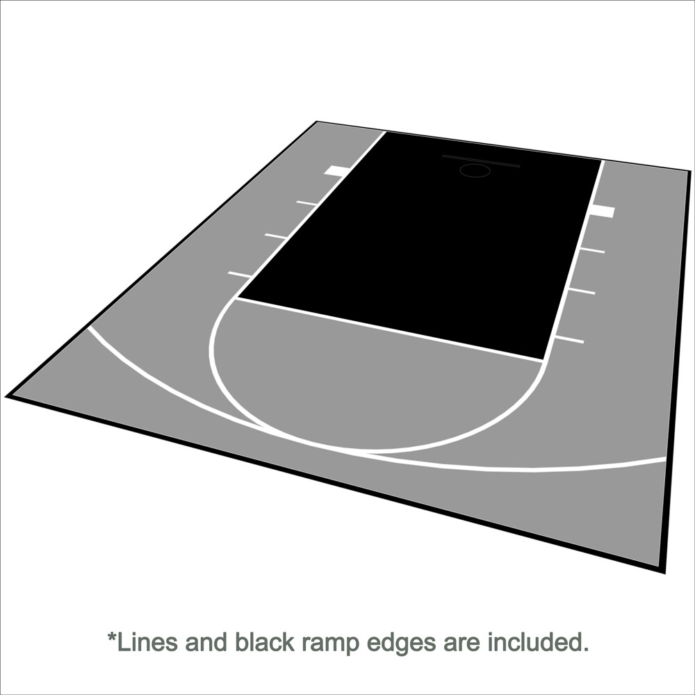 20ft x 24ft Outdoor Basketball Court Kit-Lines and Edges Included Black/Gray