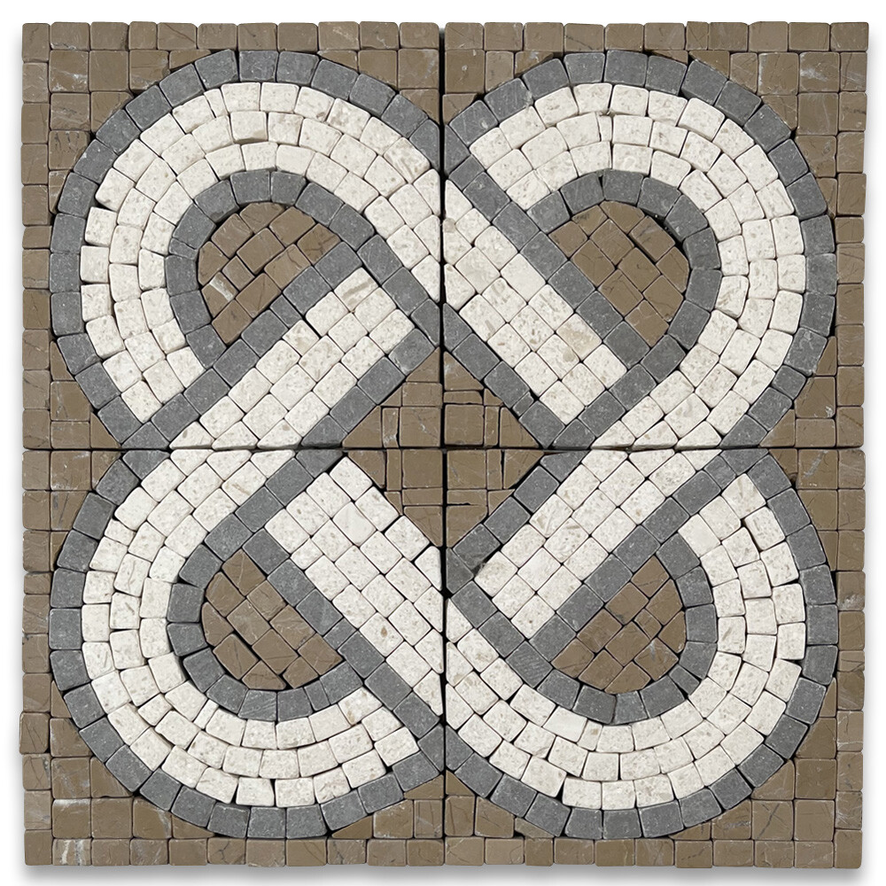B3164CT Marble Mosaic Border Decorative Accent Insert Tile Wave 4×4 Tumbled