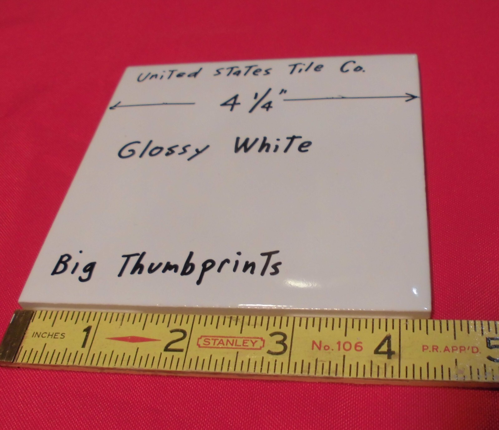 1 pc. Gloss Ceramic Tile *Bumpy Bright White* 4-1/4″ United States Tile Co. NEW
