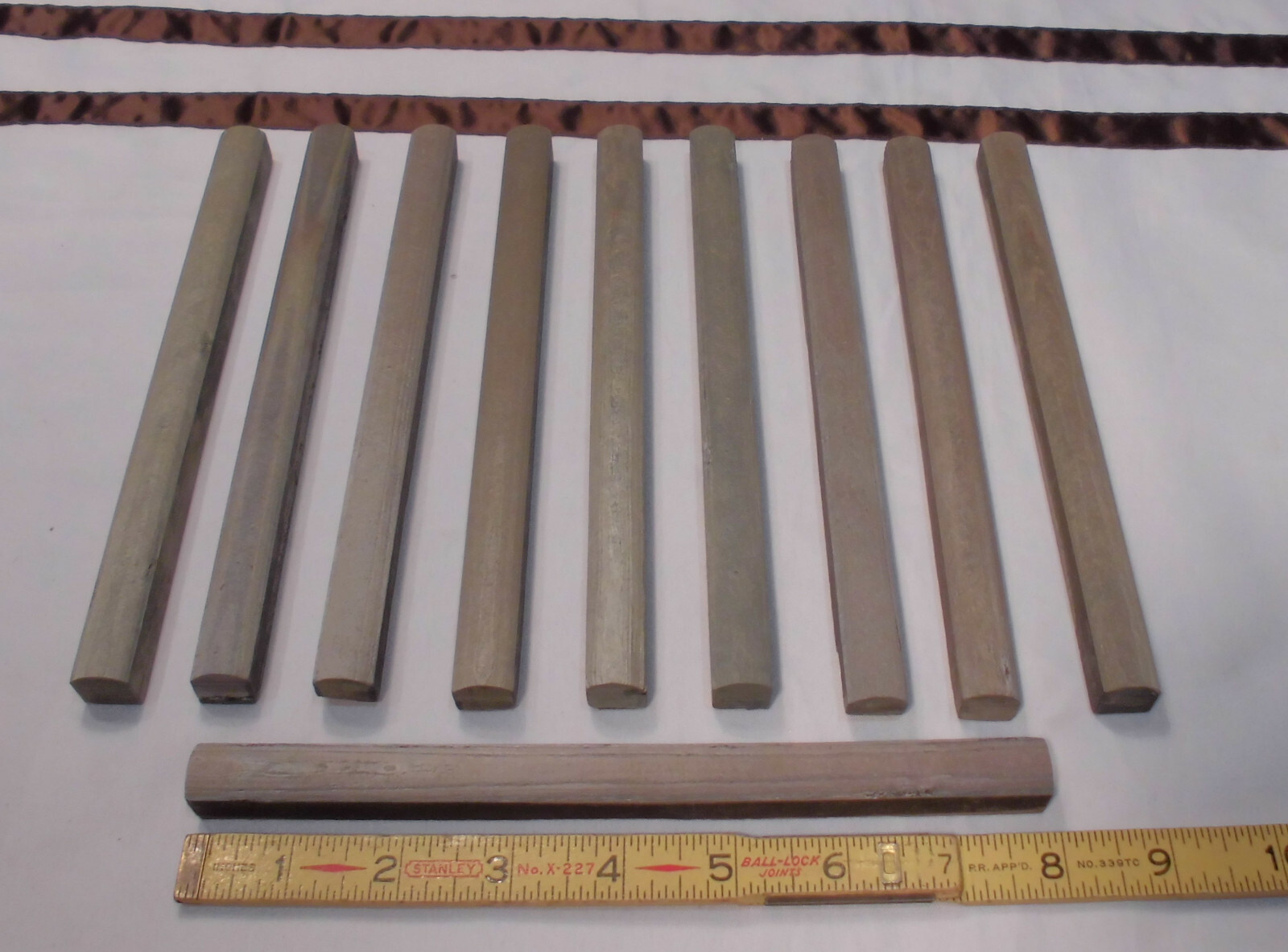 10 pcs. *Indian Reds* Natural Stone Pencil Liner Tiles…Domed 1/2″ X 8″ Mint