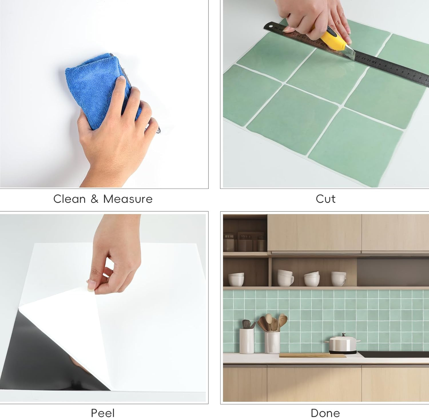10-Sheet Peel and Stick Backsplash Tiles, Sage Green Self Adhesive Backsplash, G