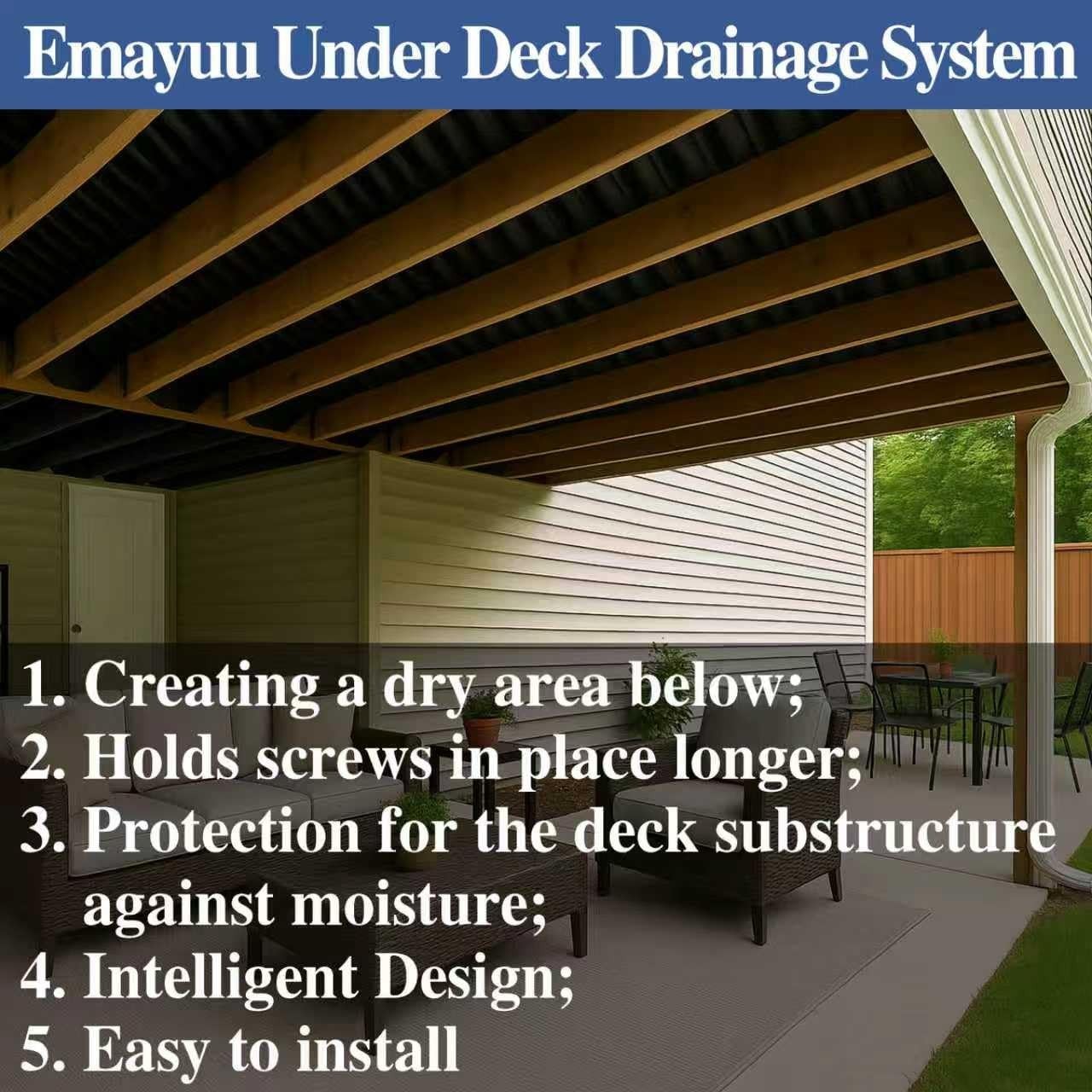2 Rolls 50FT Black Waterproofing Membrane Black for under Deck Drainage System,
