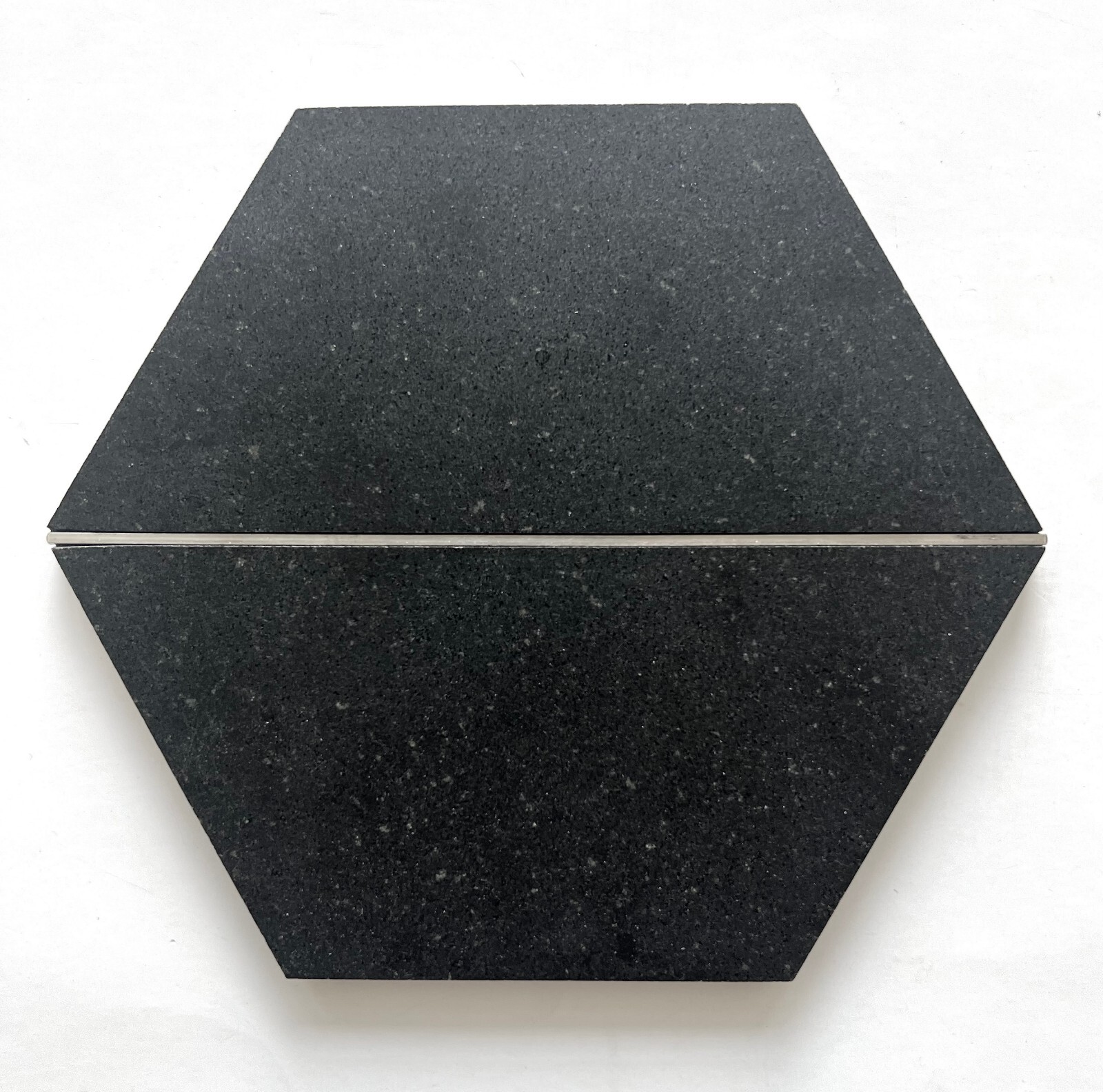 6×7 Black Bazalt Hexagon with Silver Metal Backsplash Tile Kitchen Wall