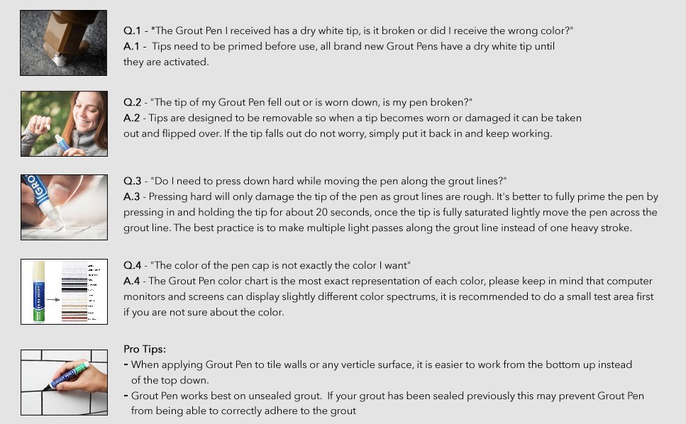 *GROUT PEN* REVIVES & RESTORES TILE GROUT ANTI-MOULD NOW AVAILABLE IN 11 COLOURS