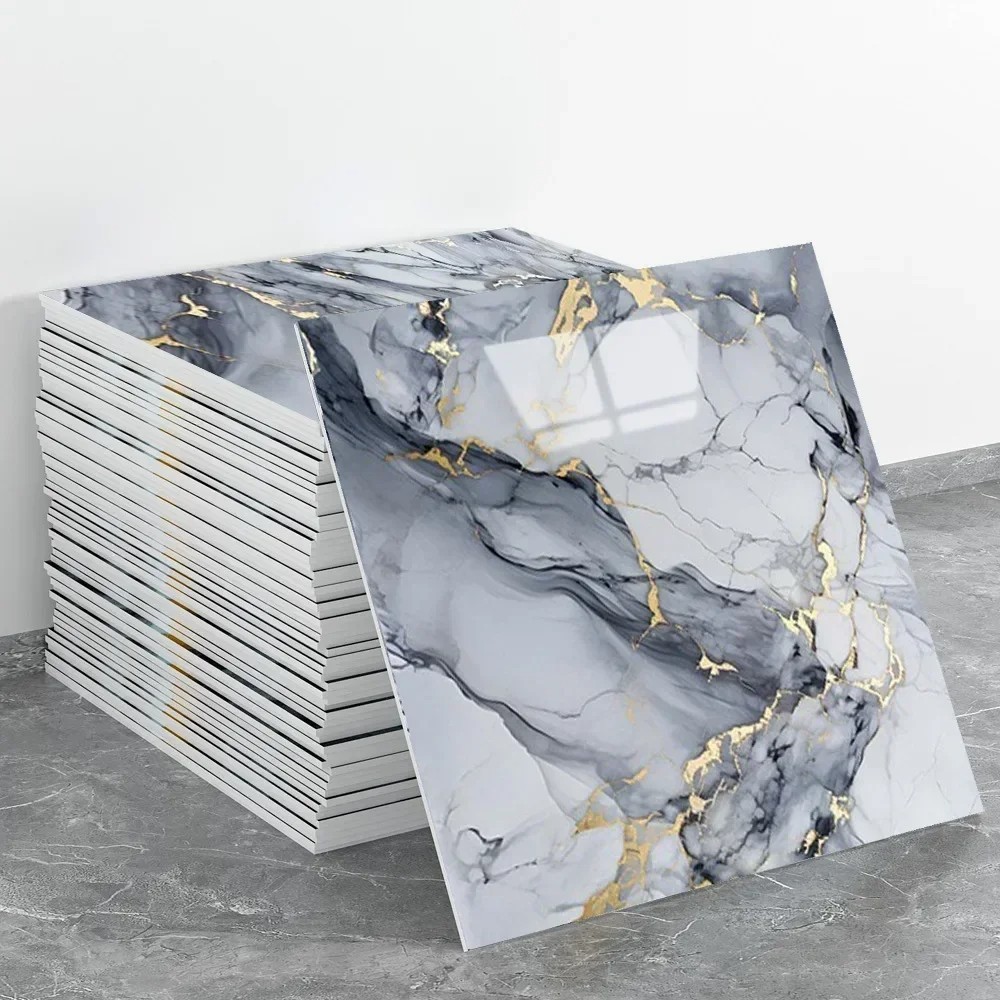 20/10 Pcs Peel and Stick Marble Floor Wall Panels PVC Tiles Sticker US**