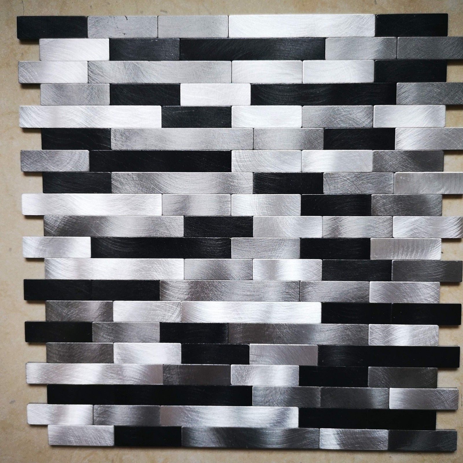 Metal Mosaic Tile Backsplash -LNG Oblong in Black/Gray/Silver 5pc/Pack – Rust…