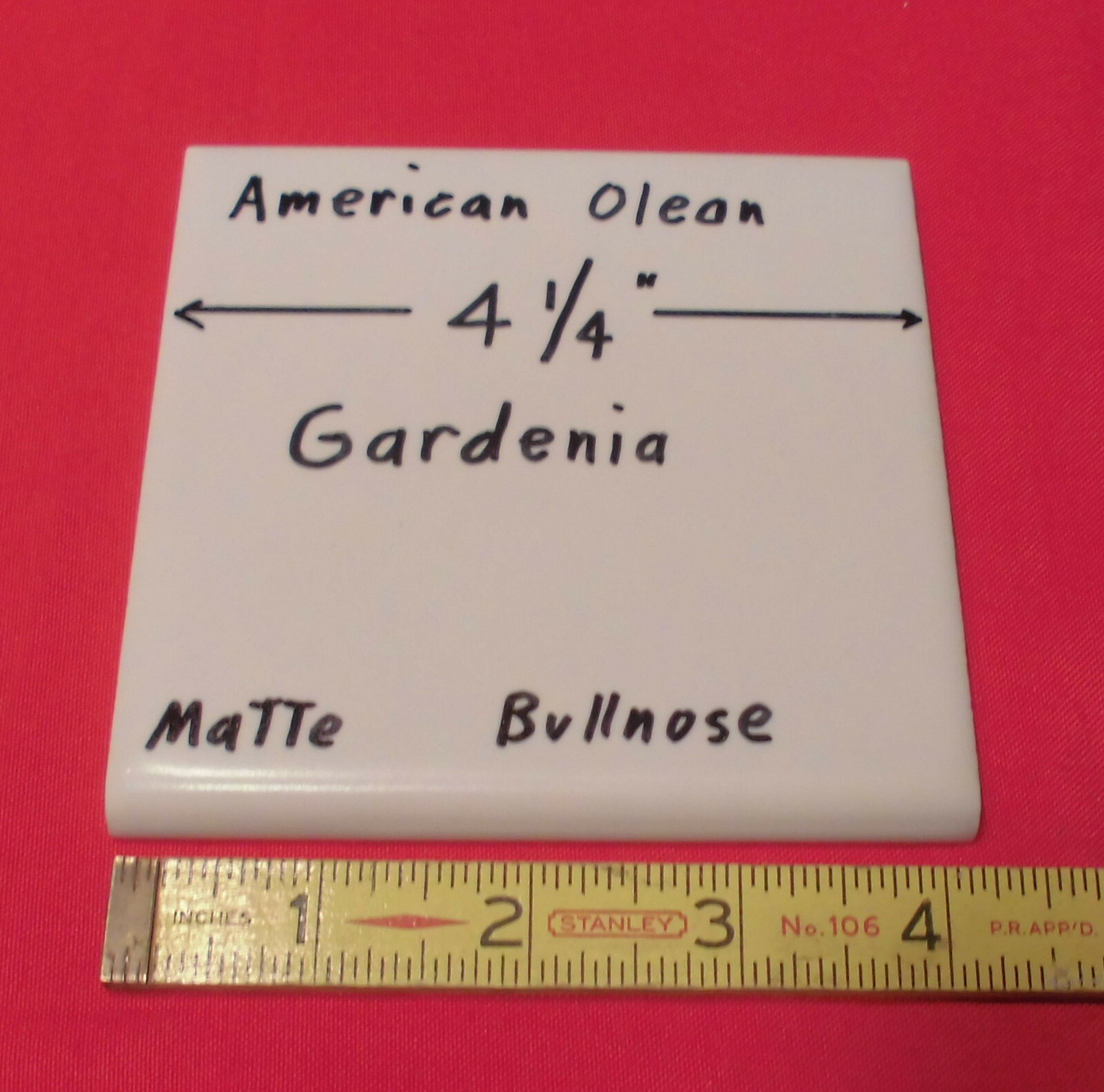 1 pc. Bullnose Ceramic Tile *Off-White – Gardenia* 4-1/4″ by American Olean #97