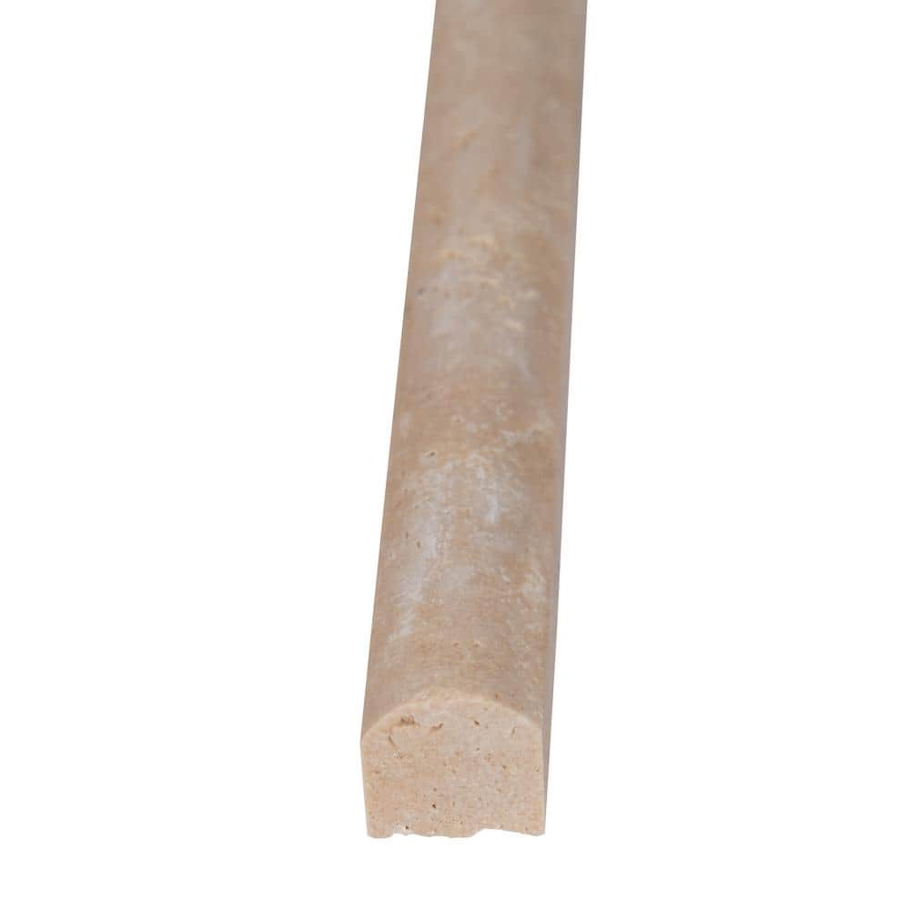 Ivory Pencil Molding 0.75 In. X 12 In. Honed Travertine Wall Tile (20 Lin. Ft. /