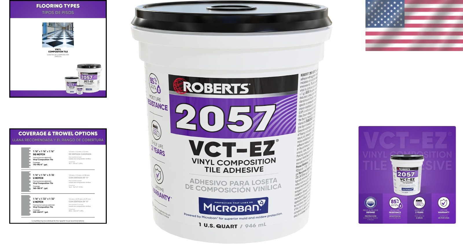 1 Quart Vinyl Adhesive with Microban – Quick-Dry for Indoor Flooring Projects