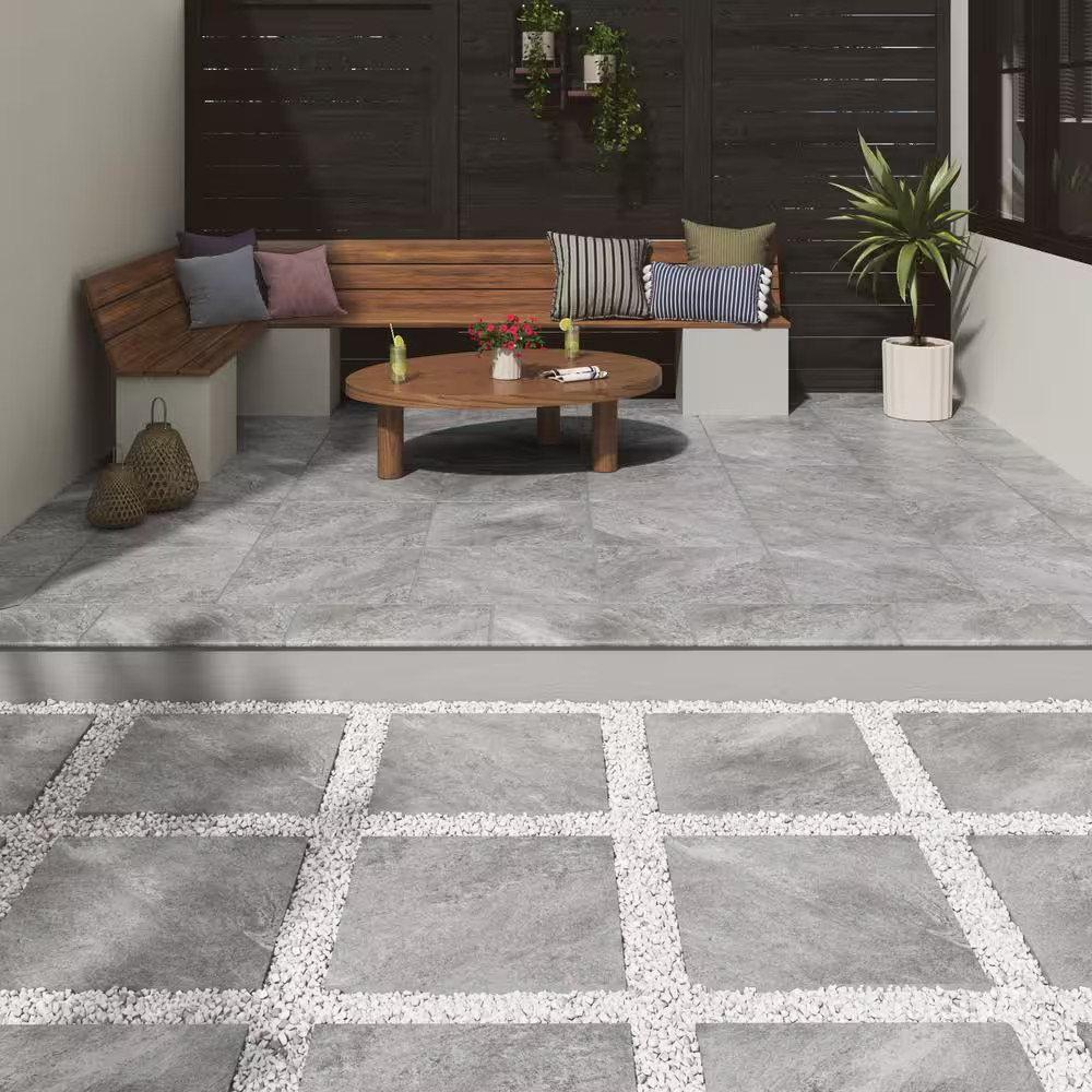 Quarzo Gray 24 In. X 24 In. X 0.79 In. Matte Porcelain Paver Tile (8 Sq. Ft. / C
