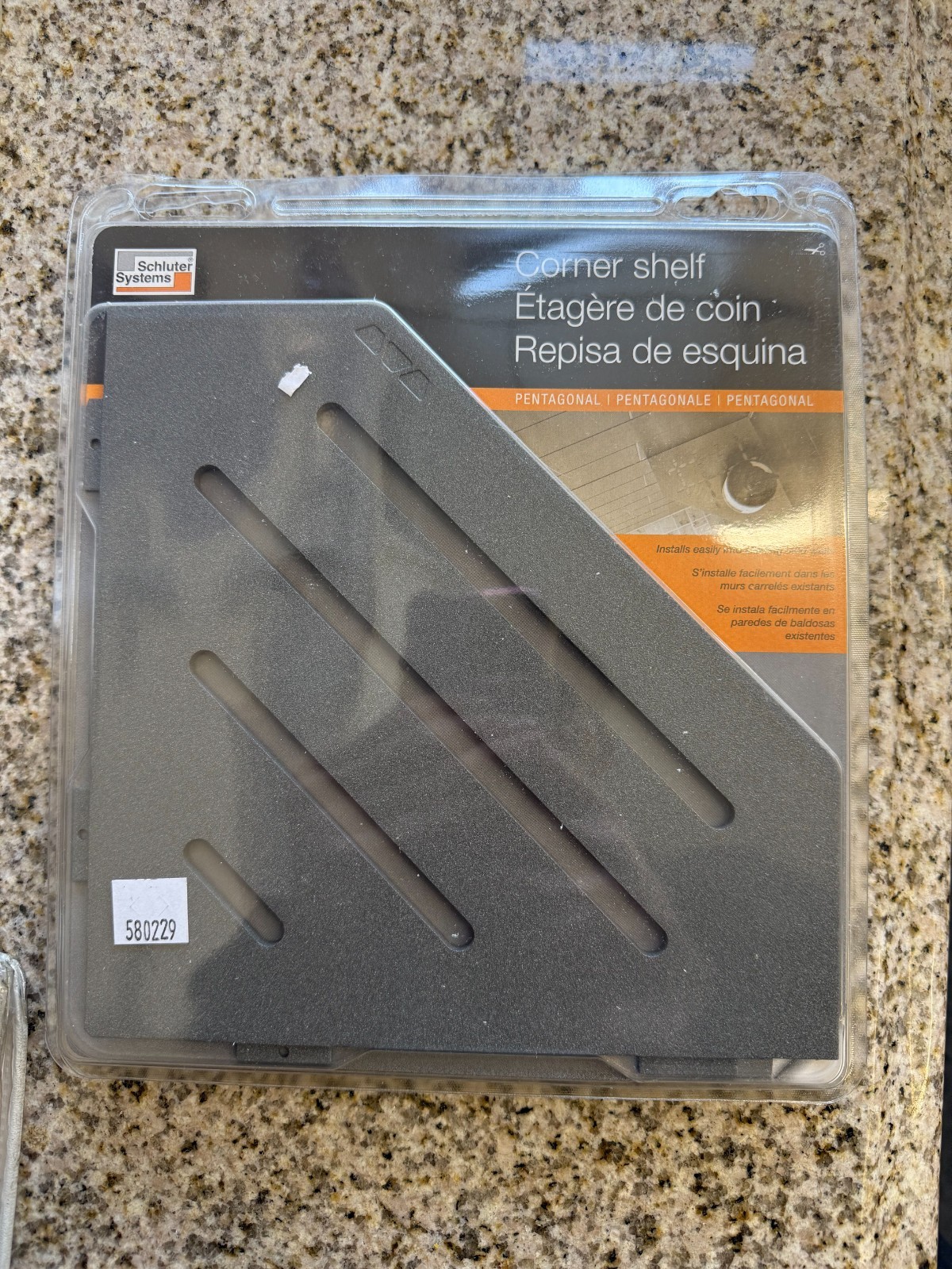 Schluter Systems Shelf Pentagonal Corner Wave Pewter SES2D10TSG