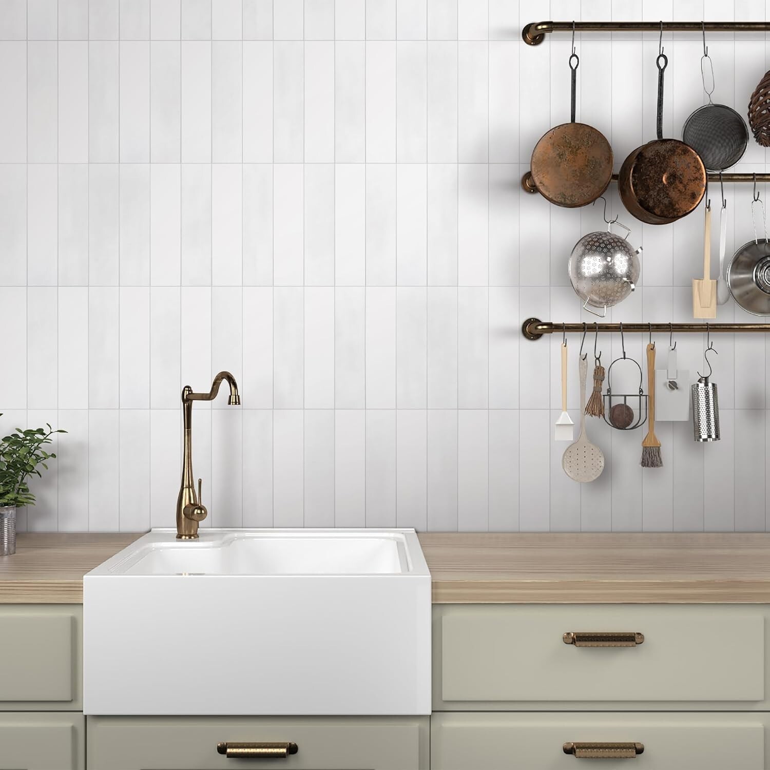 SUNWINGS 16-Sheet 9″x9″ Stacked Square Peel and Stick Backsplash Wall Tile Stone