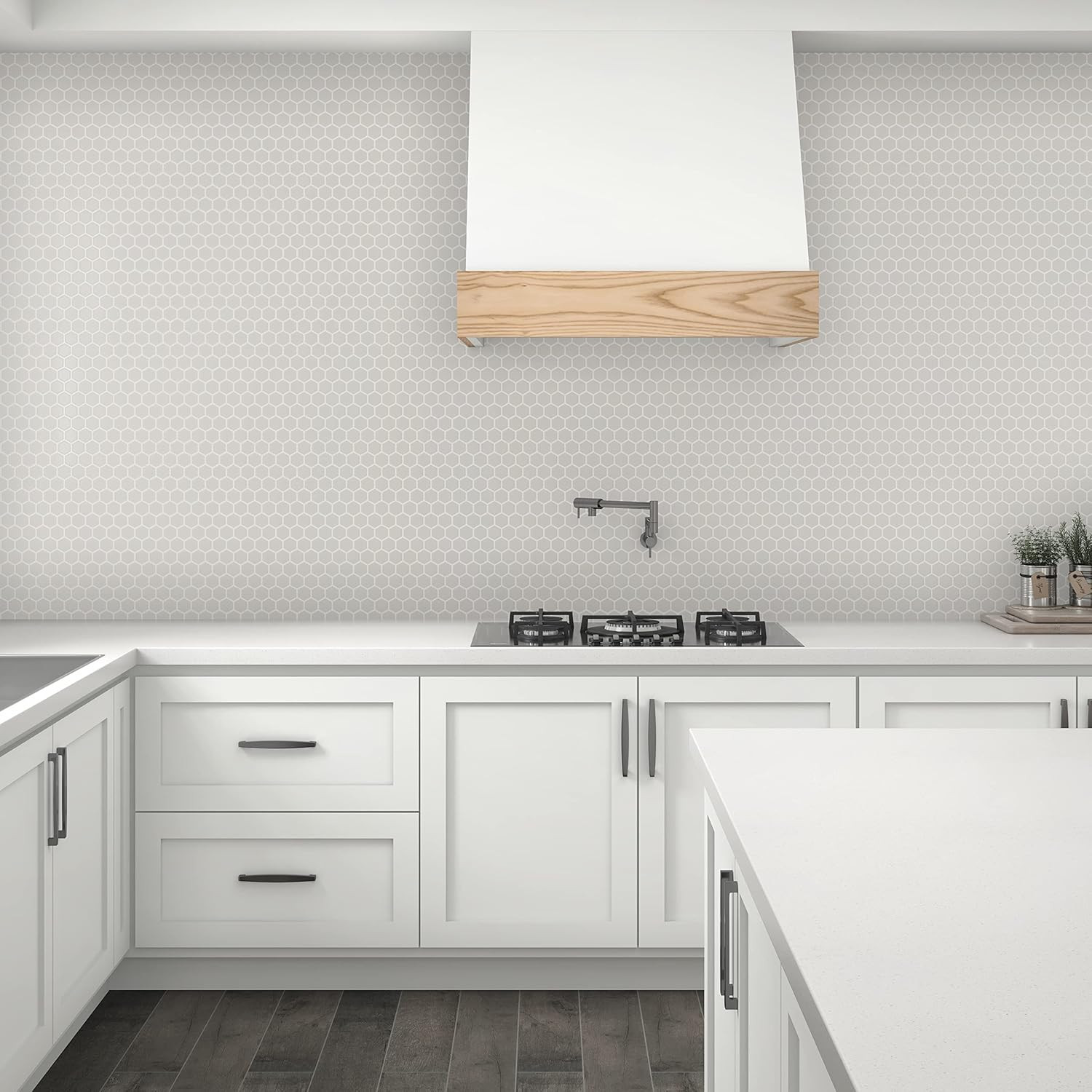 Matte Desert Gray 1.5″ Ceramic Hexagon Mosaic Tile for Backsplashes & Walls
