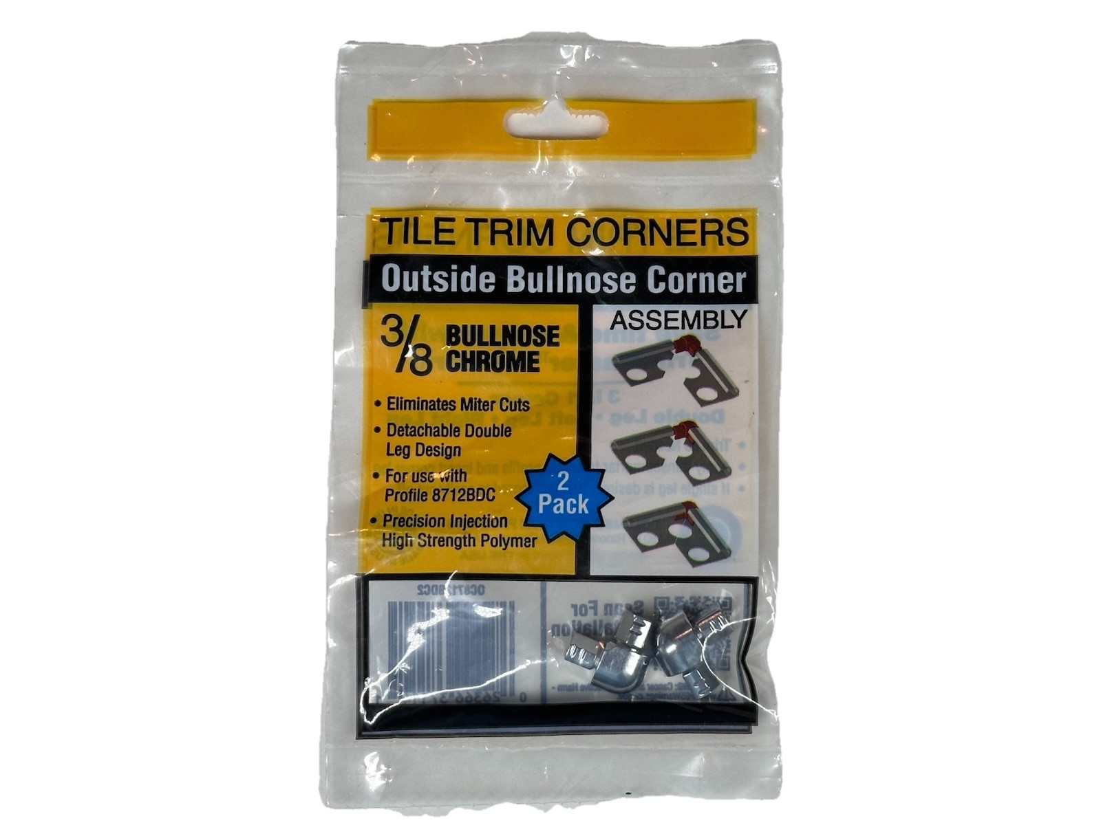 2 Pack TrimMaster Bullnose Outside Corner Tile Edging Trim Satin Silver 3/8″