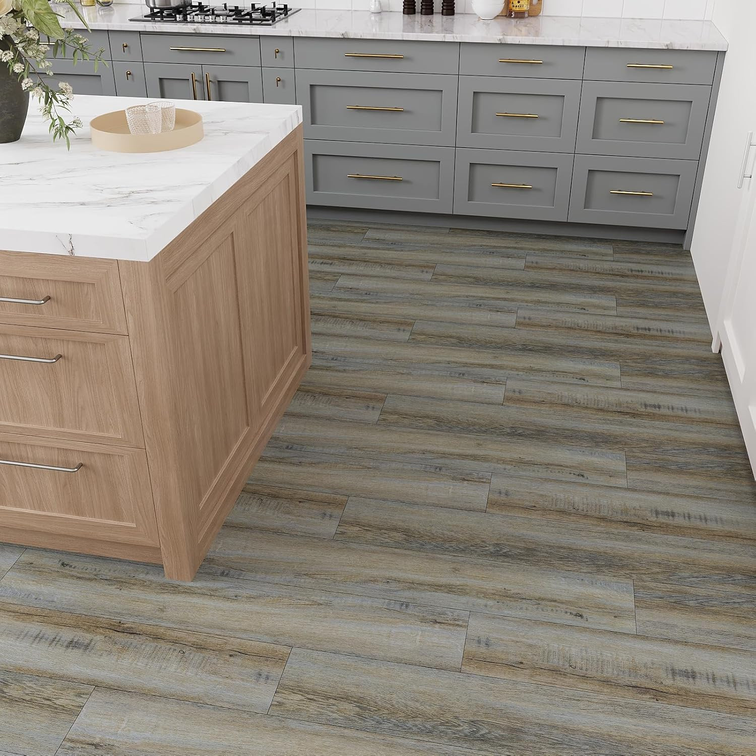 Waterproof Grey Peel and Stick Vinyl Plank Flooring 32-Pack for Home Use