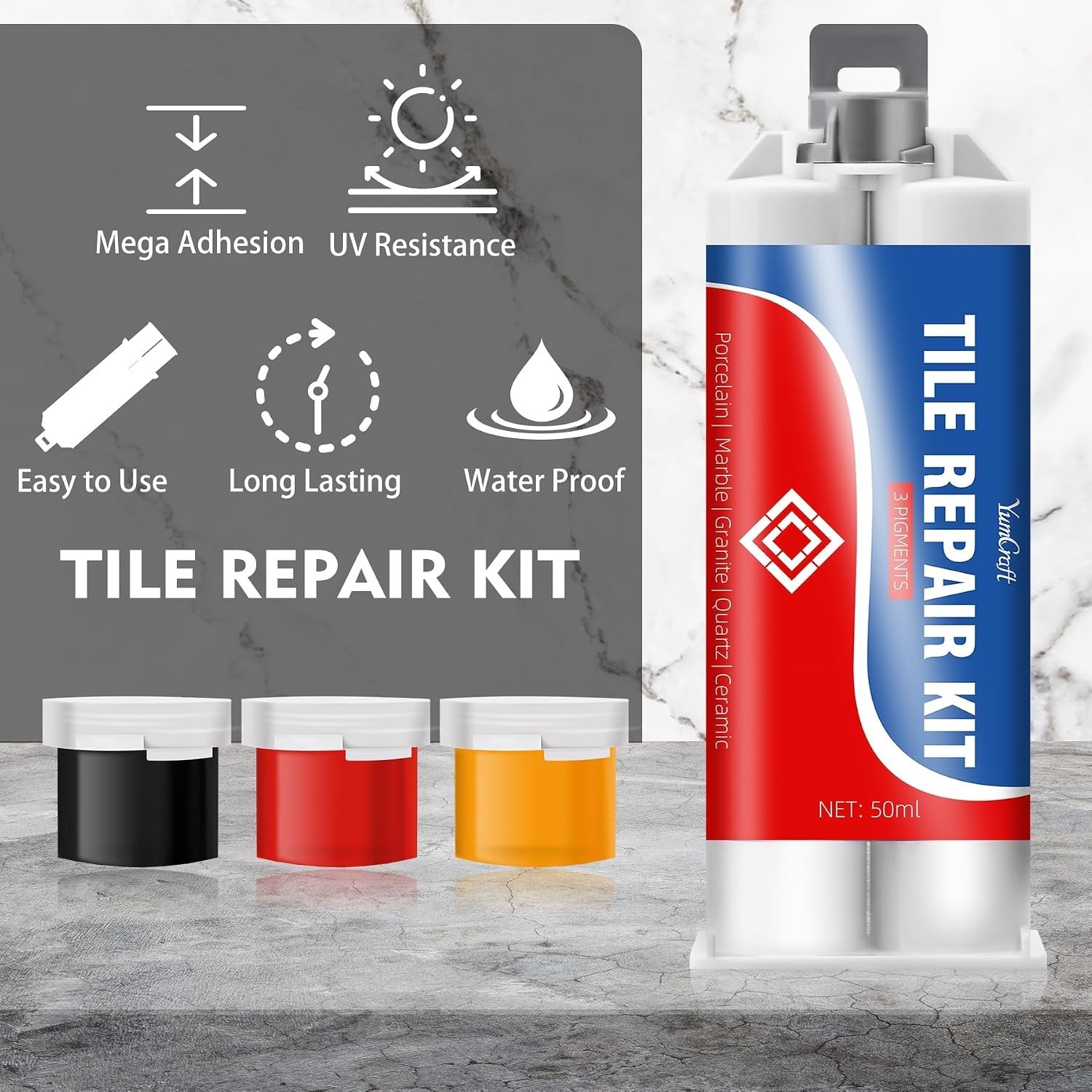 Fast-Drying Color Match Tile Repair Paste for Acrylic, Granite & More – 3.4 oz