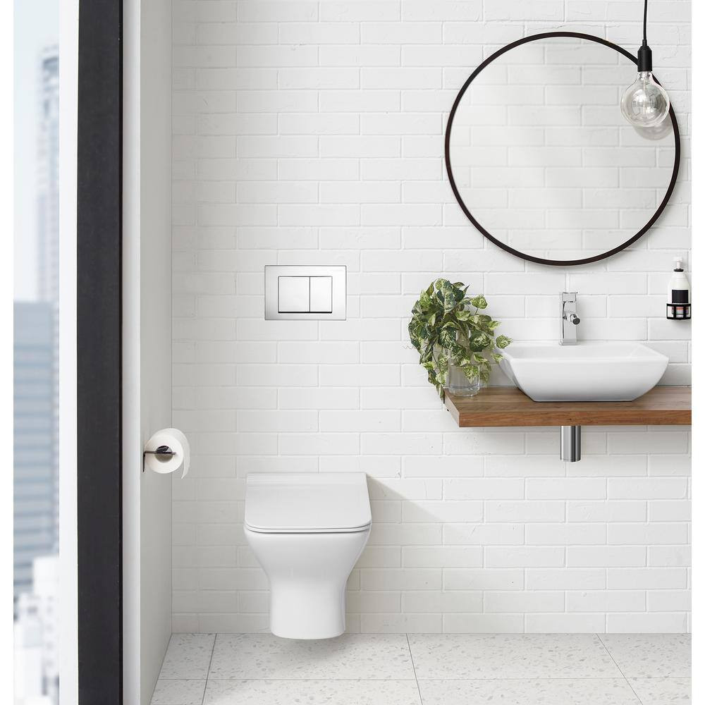 Wall Mount Dual Flush Actuator Plate with Square Push Buttons, Chrome