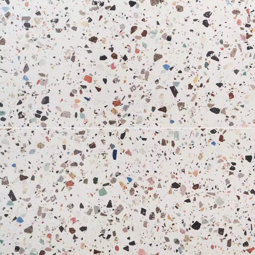 Adorn White Multicolor 23.62 In. X 47.24 In. Terrazzo Look Polished Porcelain Fl
