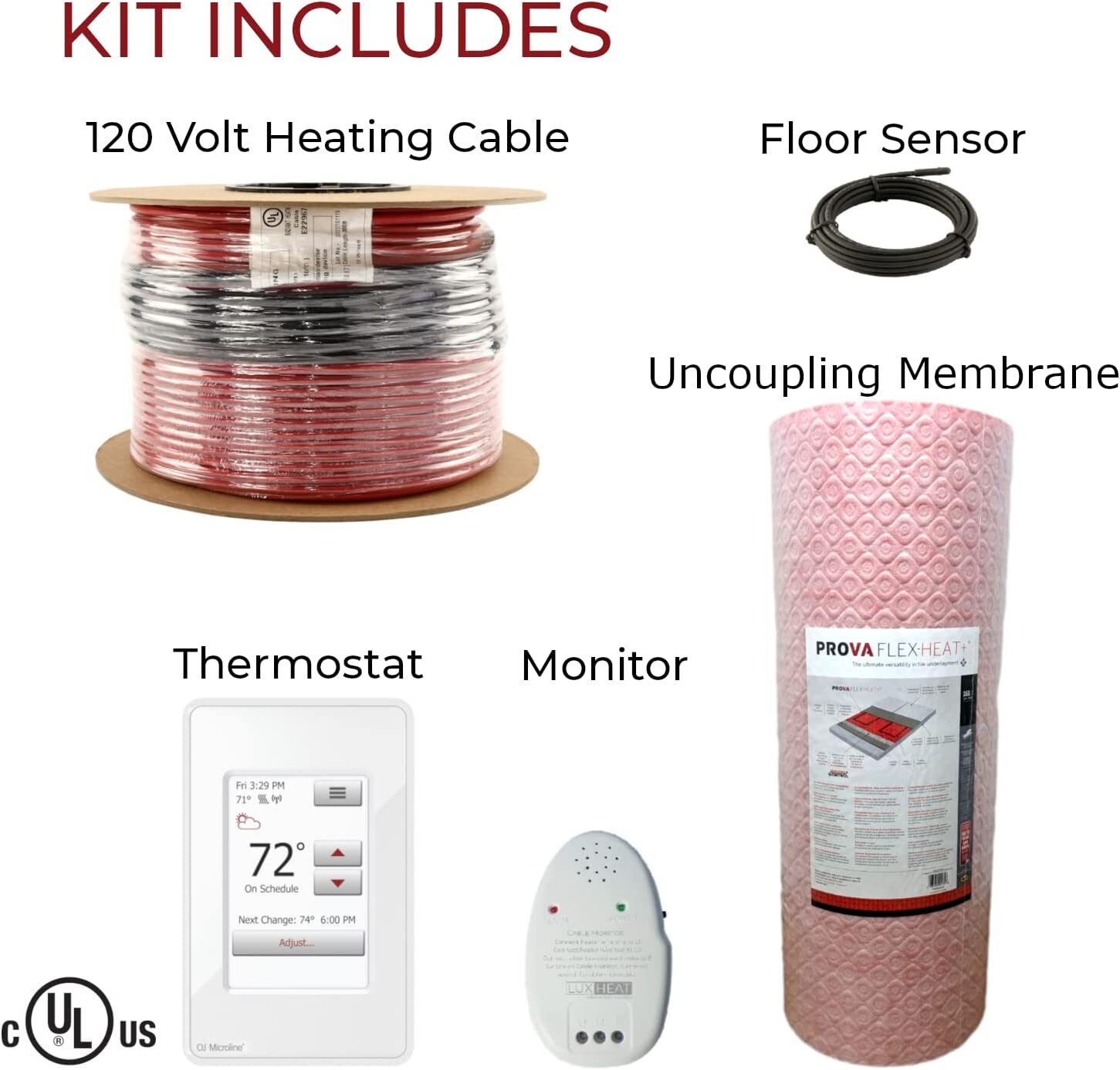 LuxHeat Cable Kit 120v (10-150sqft) Electric Radiant Floor Heating System Tile +