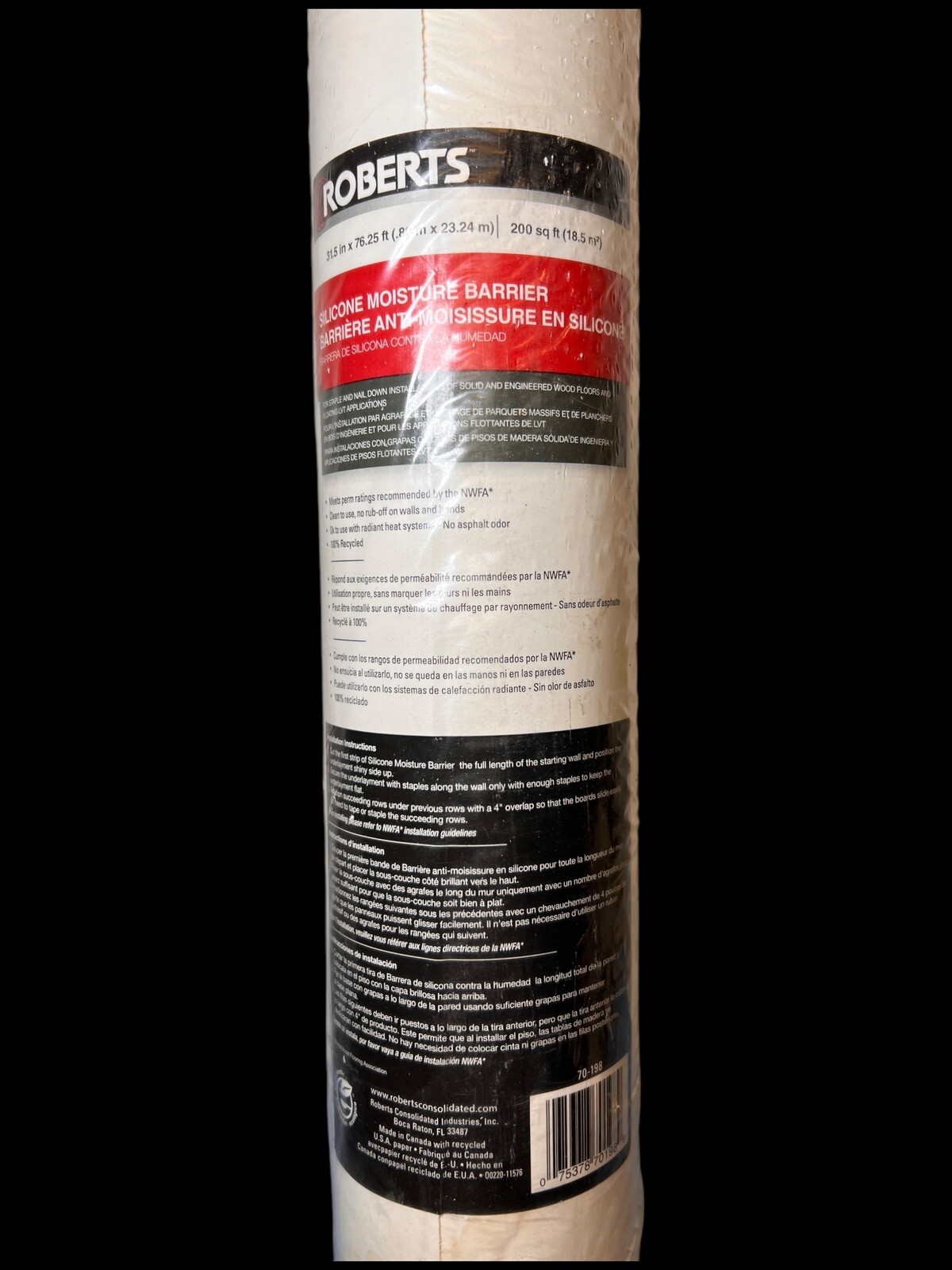 ROBERTS 70-198 Silicone Moisture Barrier 200 sq 31.5 in. x 76.25 ft. x 6 mil