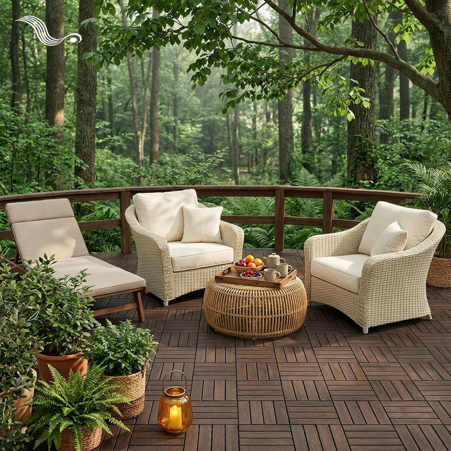 Acacia Wood Deck Tiles 12×12 Brown Natural Outdoor Wooden Decking Tiles for