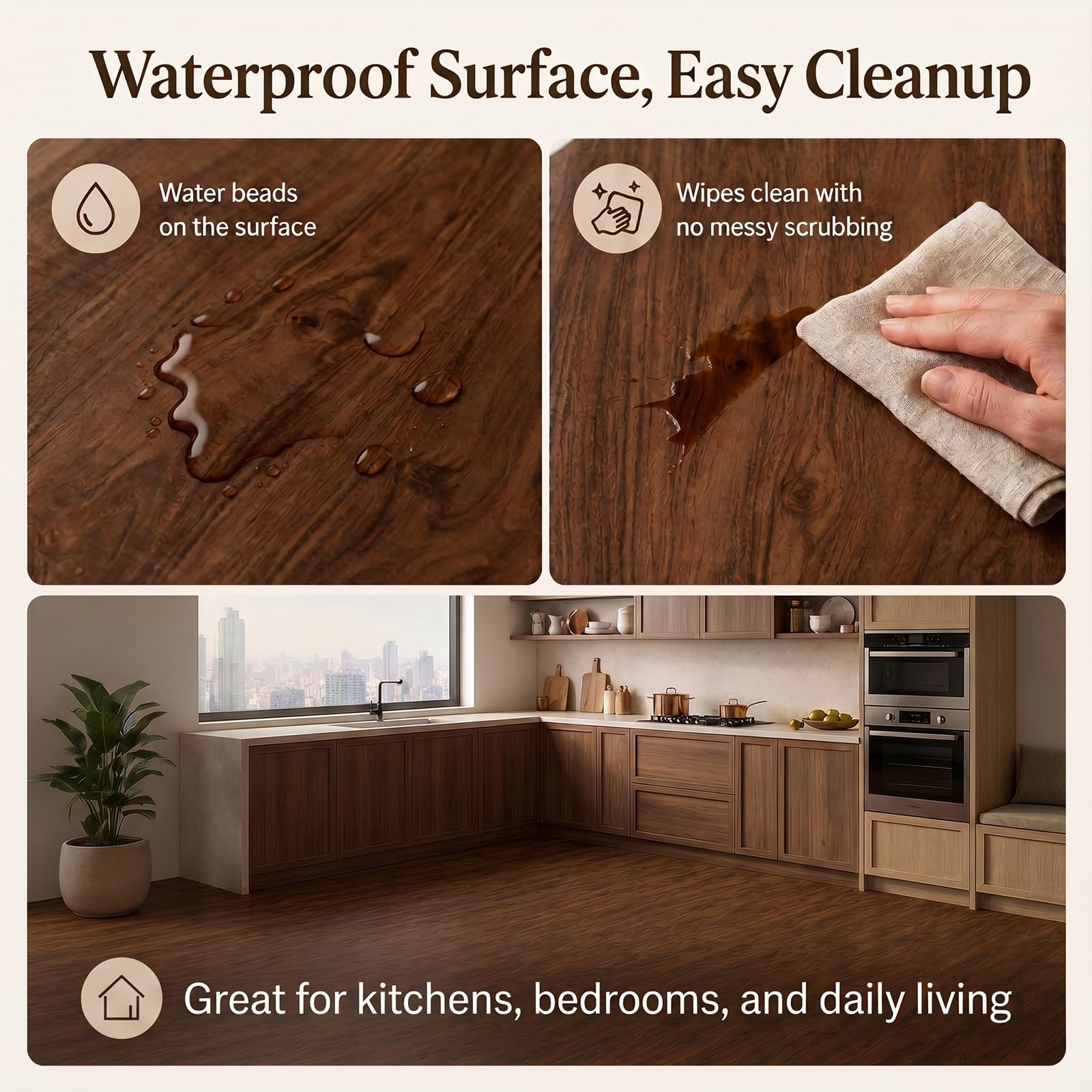 Peel and Stick Vinyl Flooring Roll 15.7″x 118″/12.9 Sq.Ft, Thicken Self Adhes…