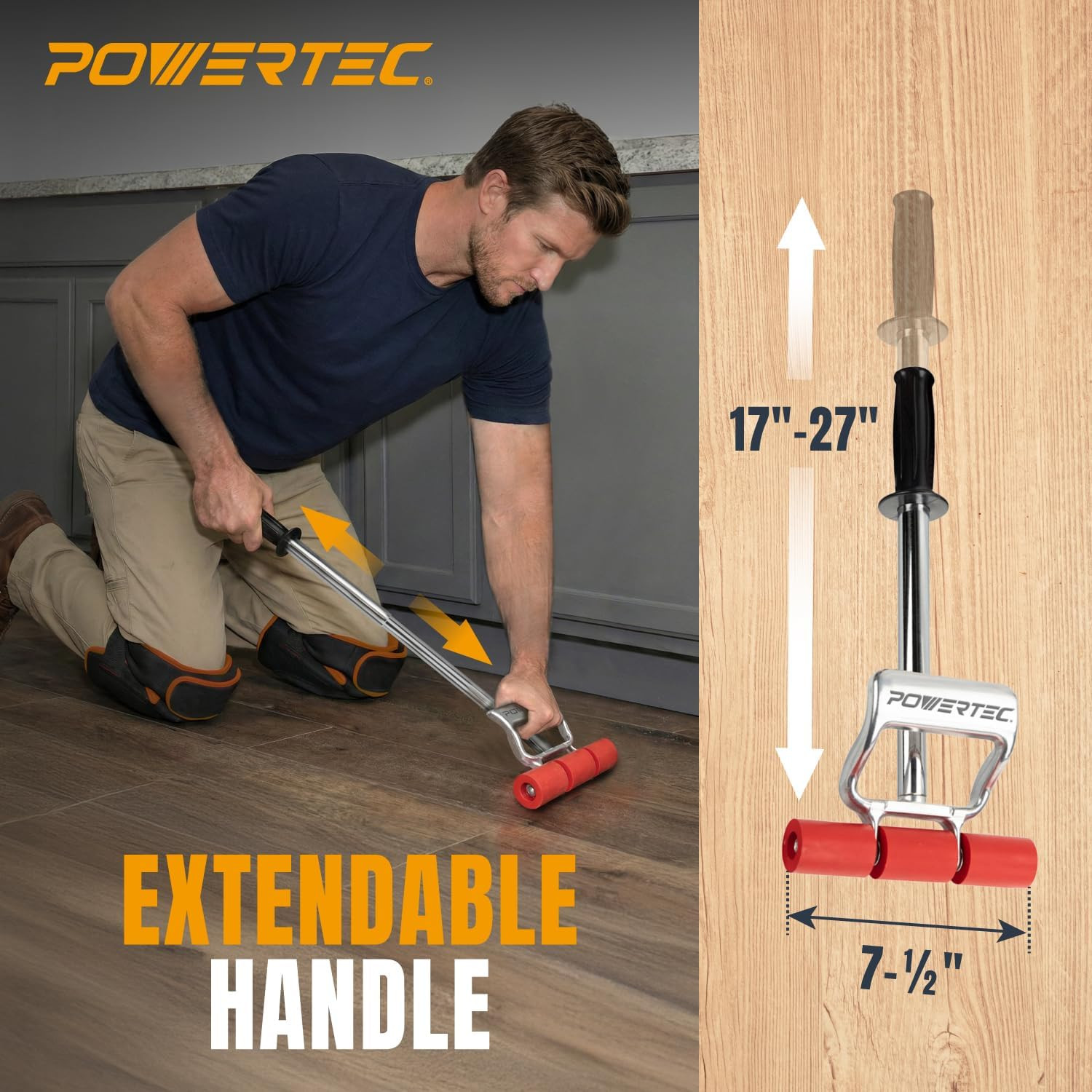 Extendable Floor and Wall Roller for Vinyl Flooring, Tile & Linoleum Roller with