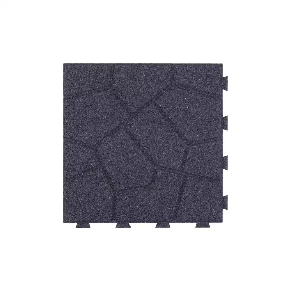 16 In. X 16 In. X 5/8 In. Gray Stone Smartloc Rubber Paver (9-Pack)