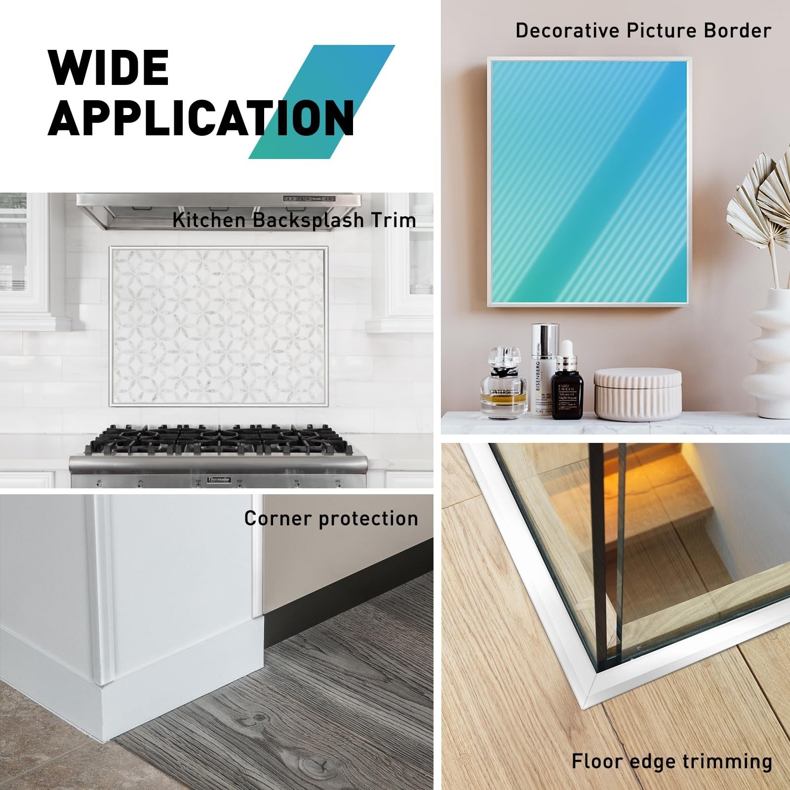 10Pack Tile Edge Trim,39”x0.4” Peel and Stick Aluminum Backsplash Trim,Self…