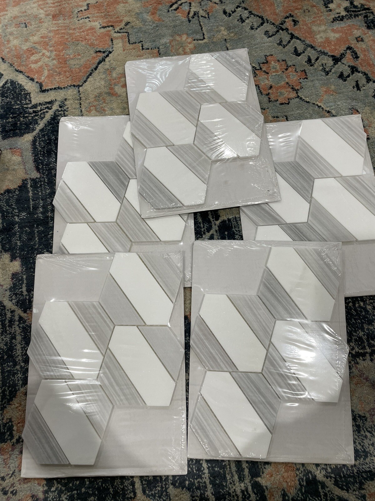 5 Sheets Jeffrey Court Cravat Marble Mosaic Tile 13022 Covers 0.518 Sqft Each,