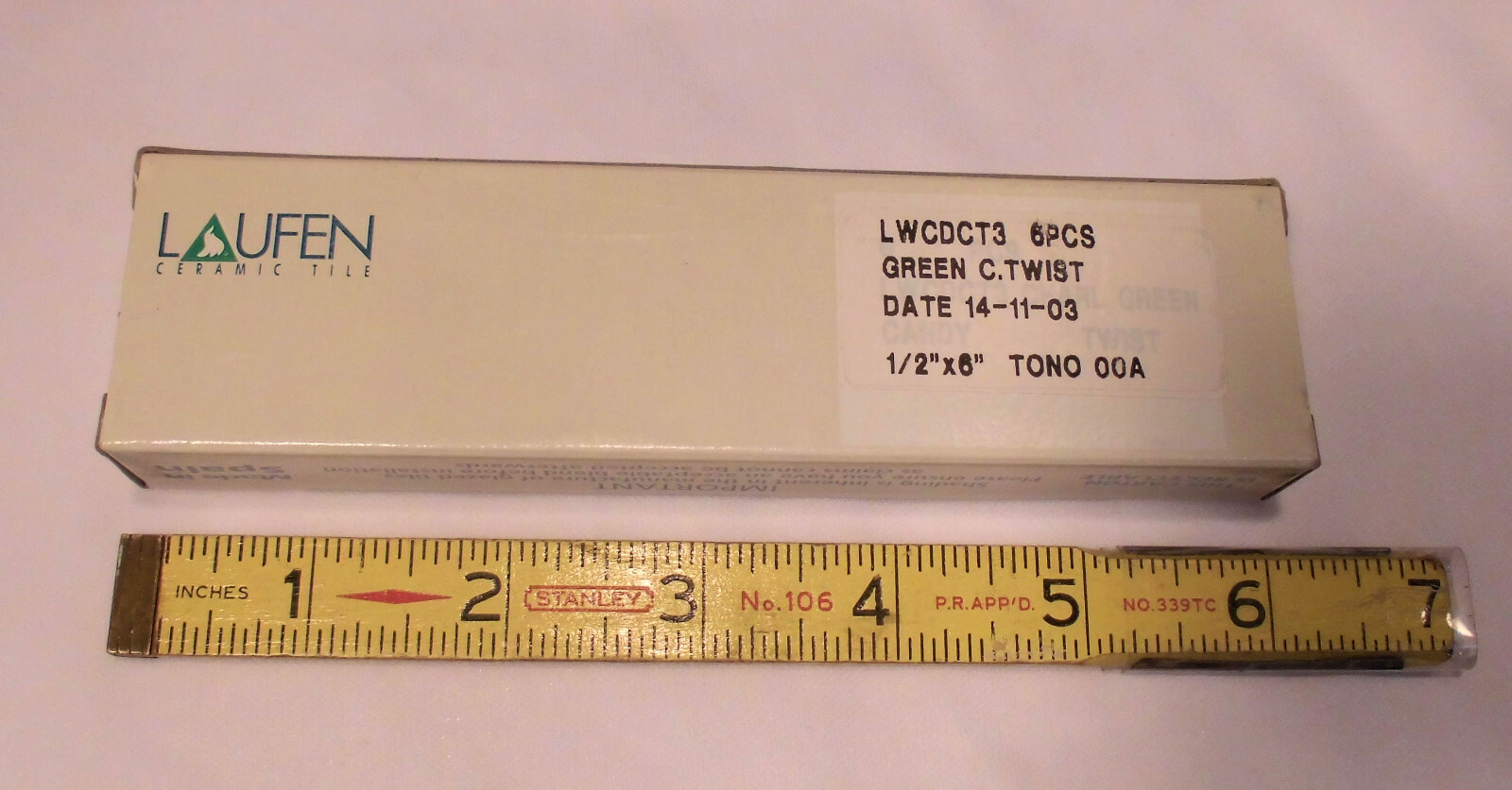 6-pack: Dark Green: Ceramic Liner-Pencil-Sizzle Tiles: 1/2″ X 6″ Twist Pattern