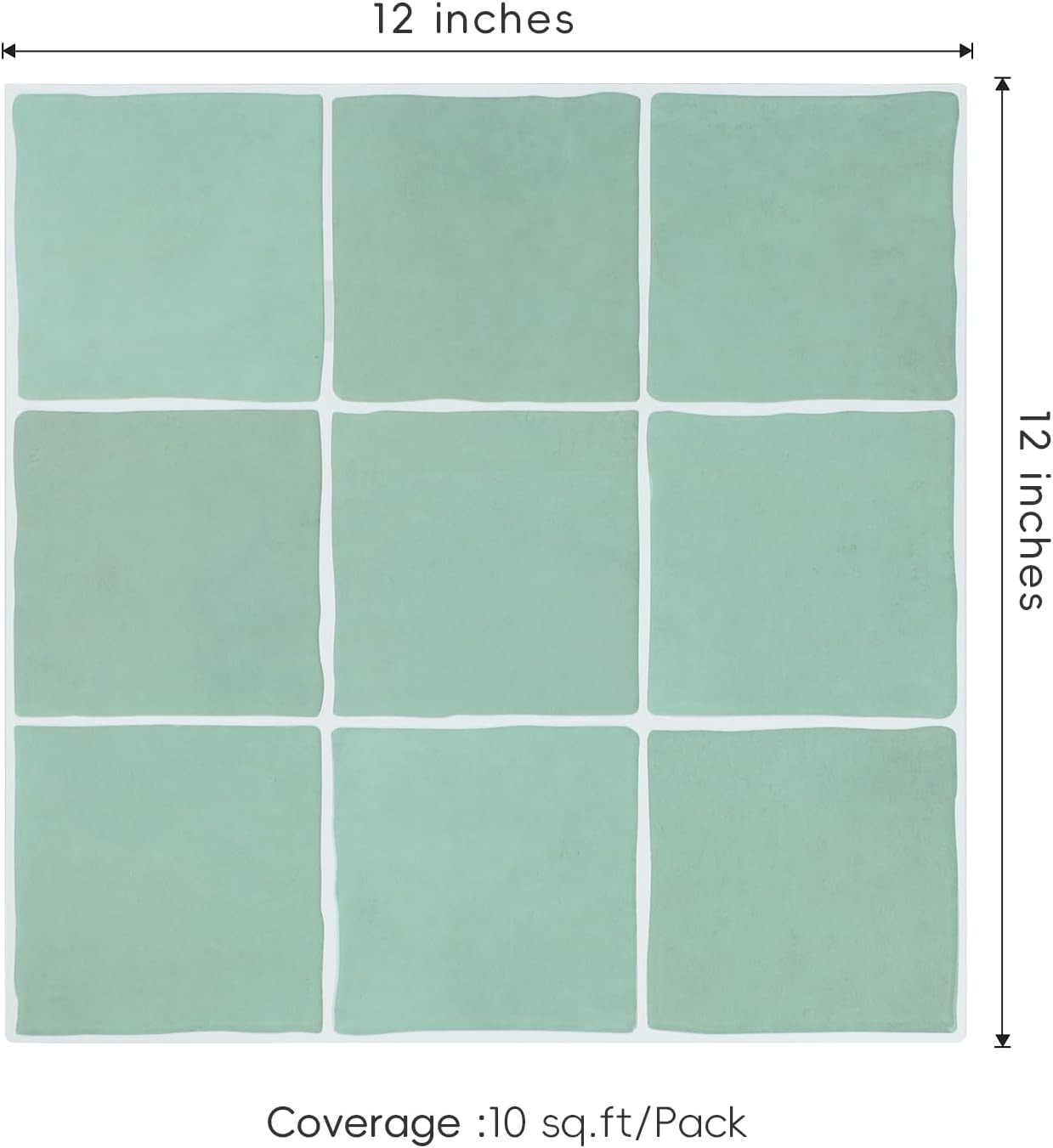 10-Sheet Peel and Stick Backsplash Tiles, Sage Green Self Adhesive Backsplash, G