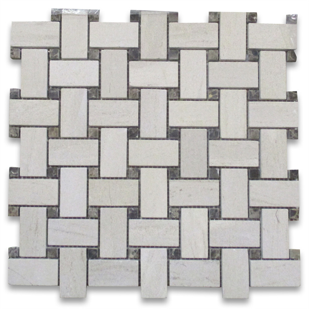 H654XH Golden Beach Moleanos Beige Limestone Basketweave Mosaic Tile Honed