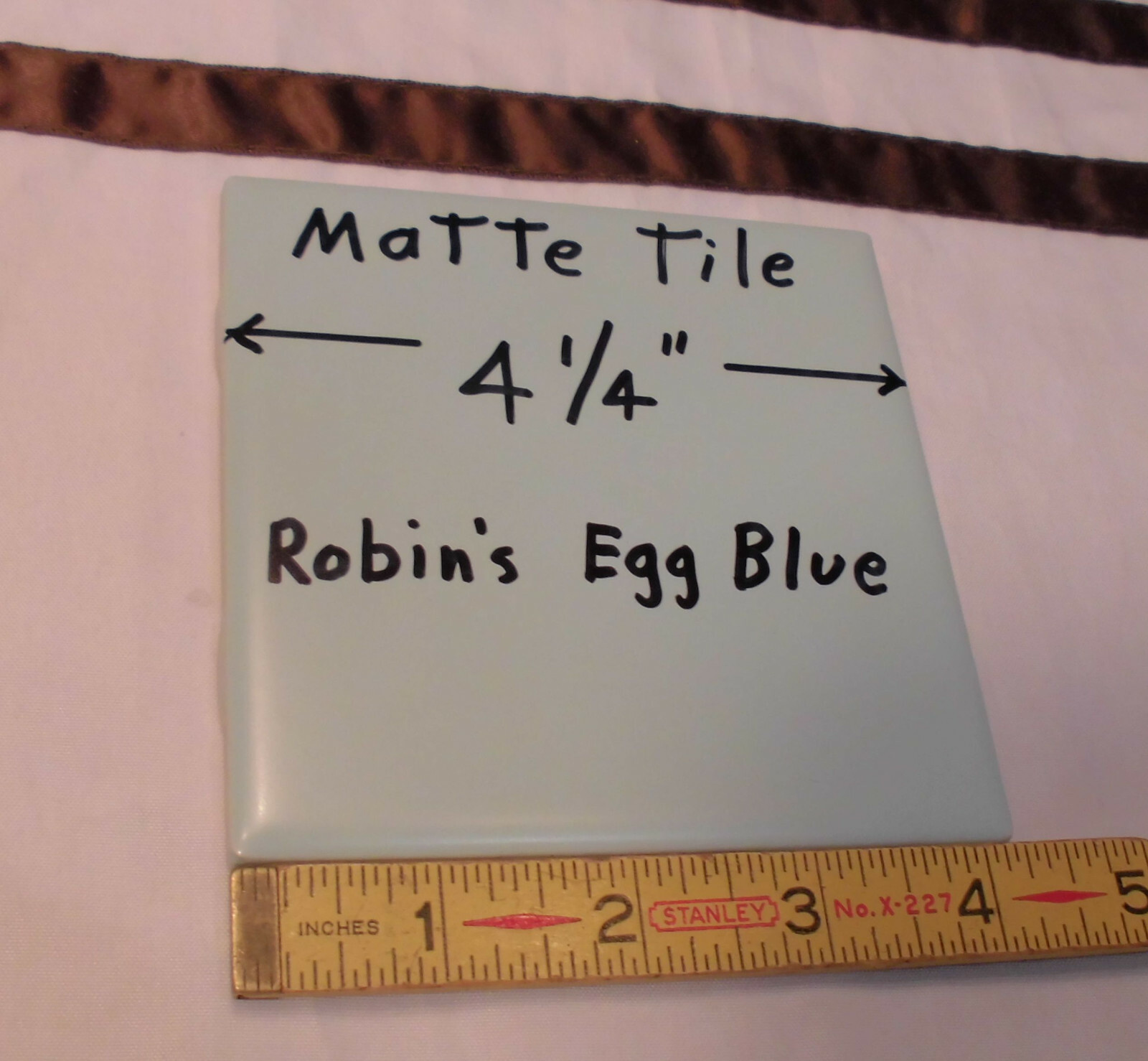 1 pc. *Robin’s Egg Blue* 4-1/4″ Matte Ceramic Tiles: New Old Stock