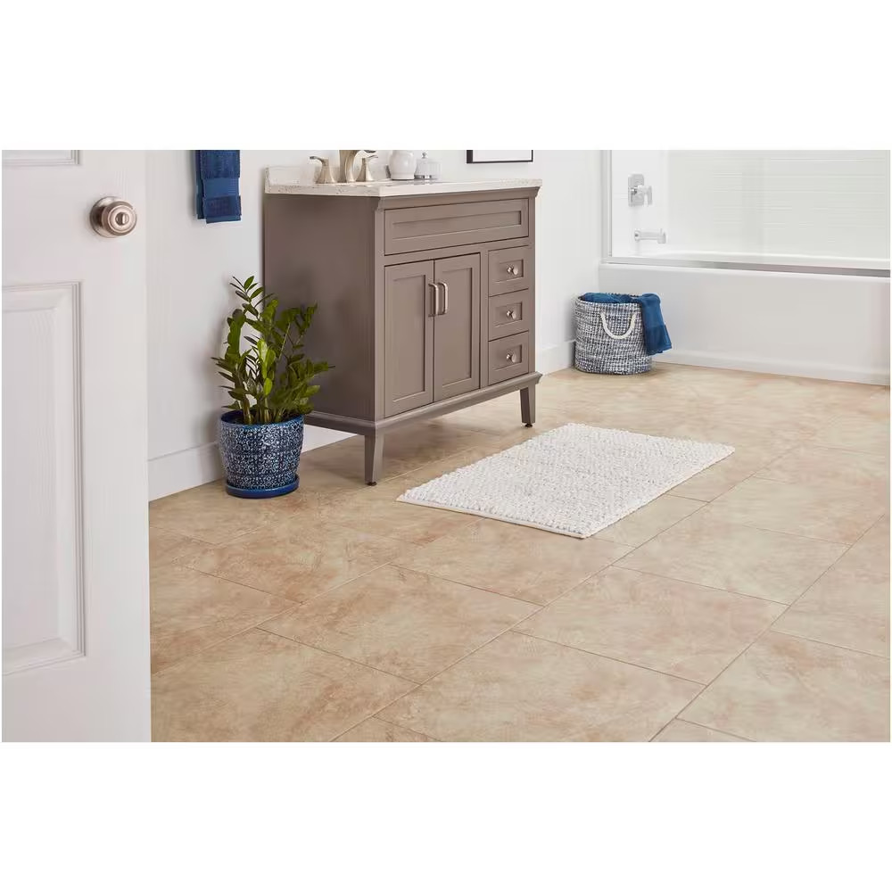 Portland Stone Beige 18 In. X 18 In. Glazed Ceramic Floor and Wall Tile (17.44 S