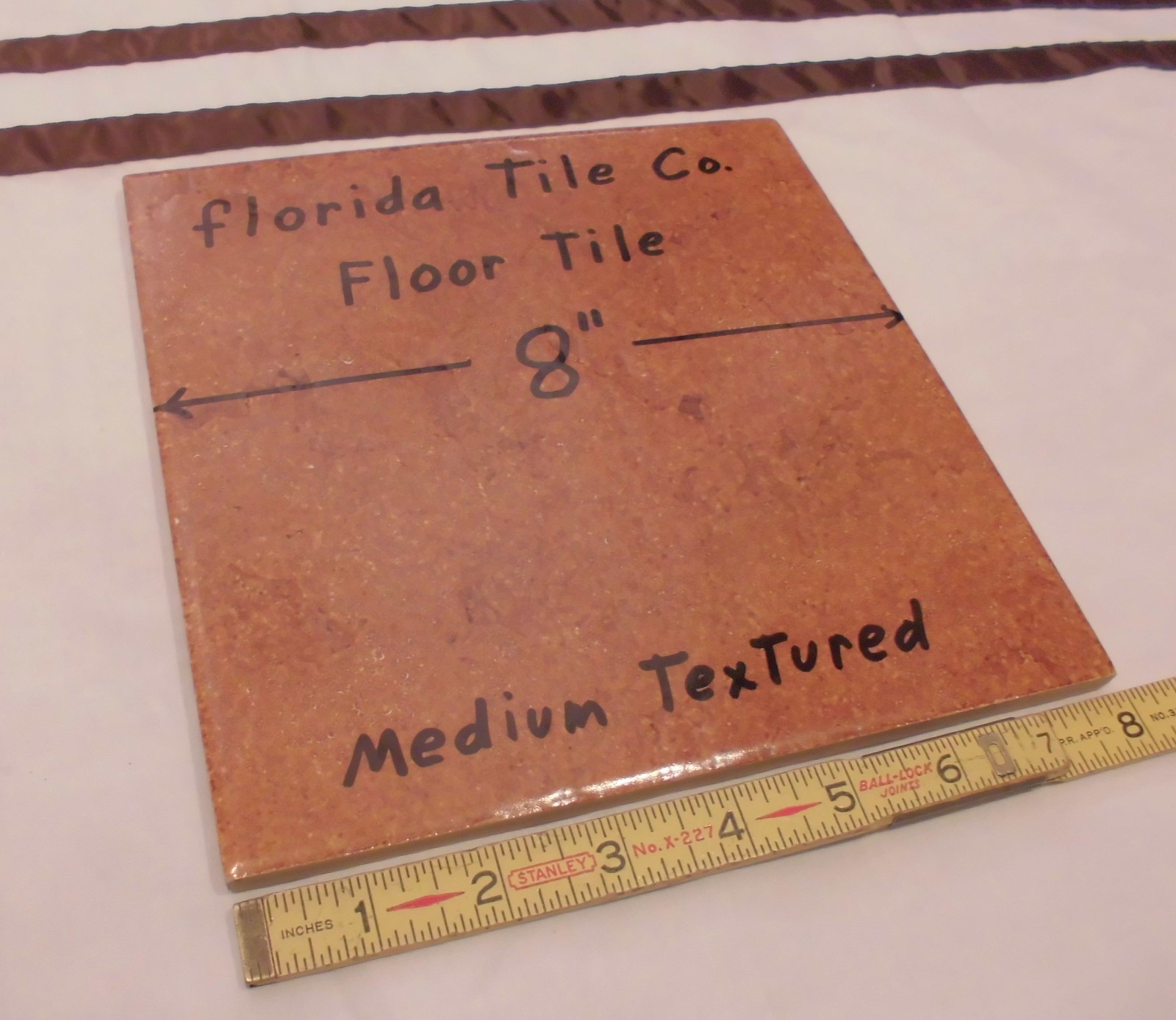 1 pc. Florida Ceramic Floor Tile 8″ X 8″ *Reddish Brown* medium textured NOS