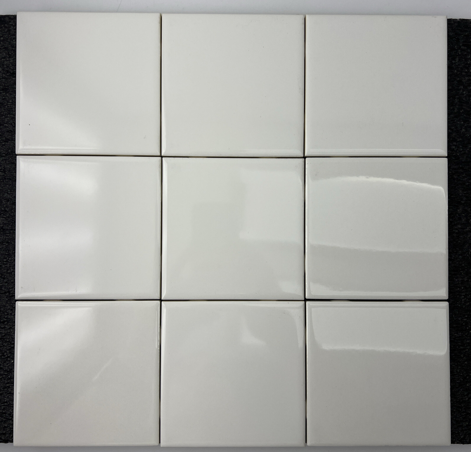 (9PIECES) VTG American Olean Ceramic Wall Tile 4.25×4.25” Ice White (0025) Gloss