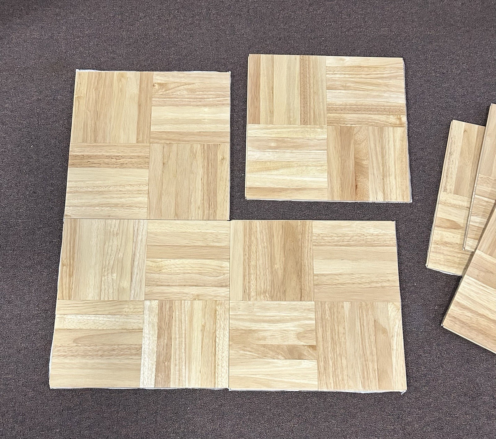 Cryntel EZ Parquet Self Stick Tiles ~Natural~ 9 (12×12) Tiles 6-finger READ