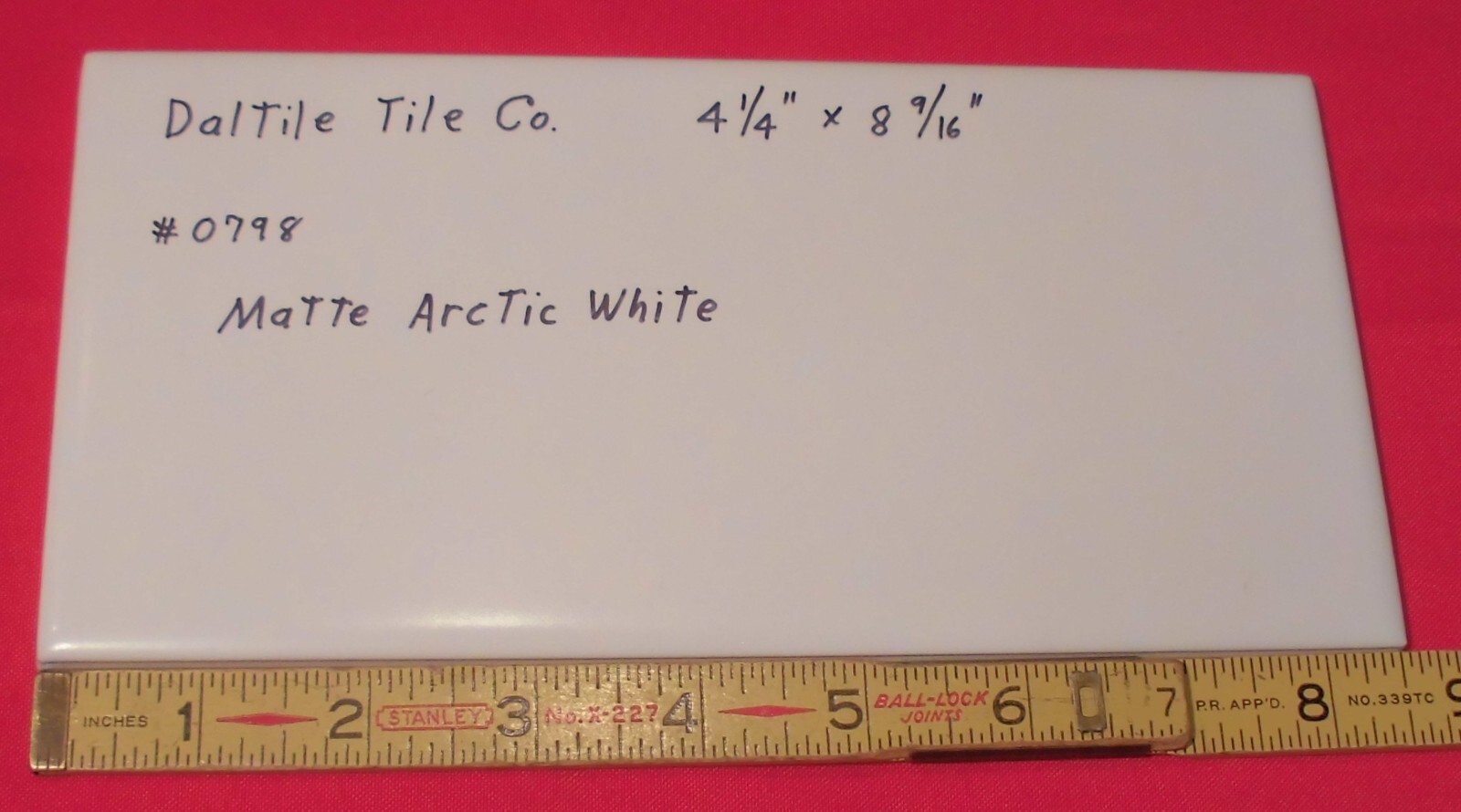 1 pc. Arctic White: 4-1/4″ X 8-9/16″ Matte Ceramic Tile by Daltile #0798, NEW