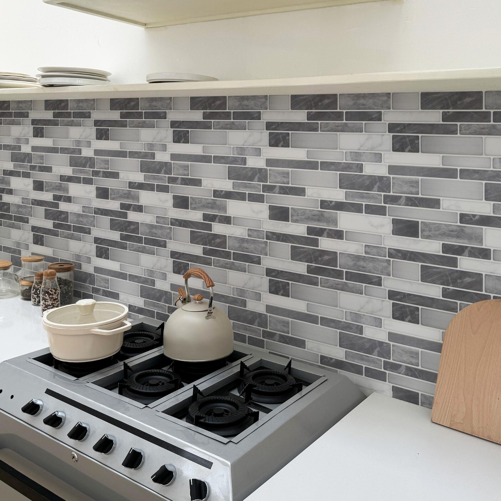Art3d 10 Pieces Peel and Stick Kitchen Backsplash Tiles Self Adhesive Tile