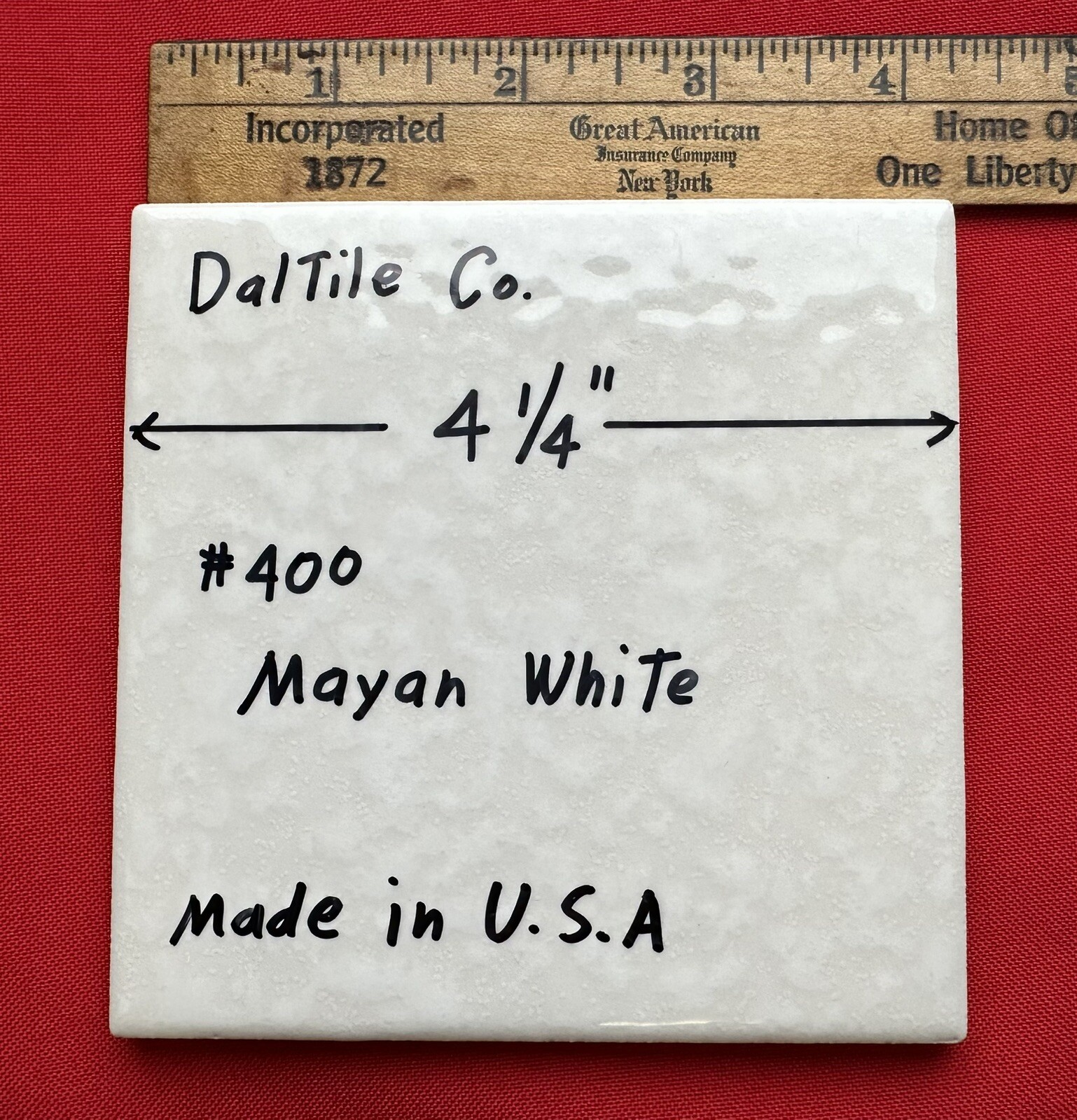 1 pc. Mayan White: Glossy Ceramic Tile by Daltile 4-1/4″ Tiny, Bumpy, Dimple